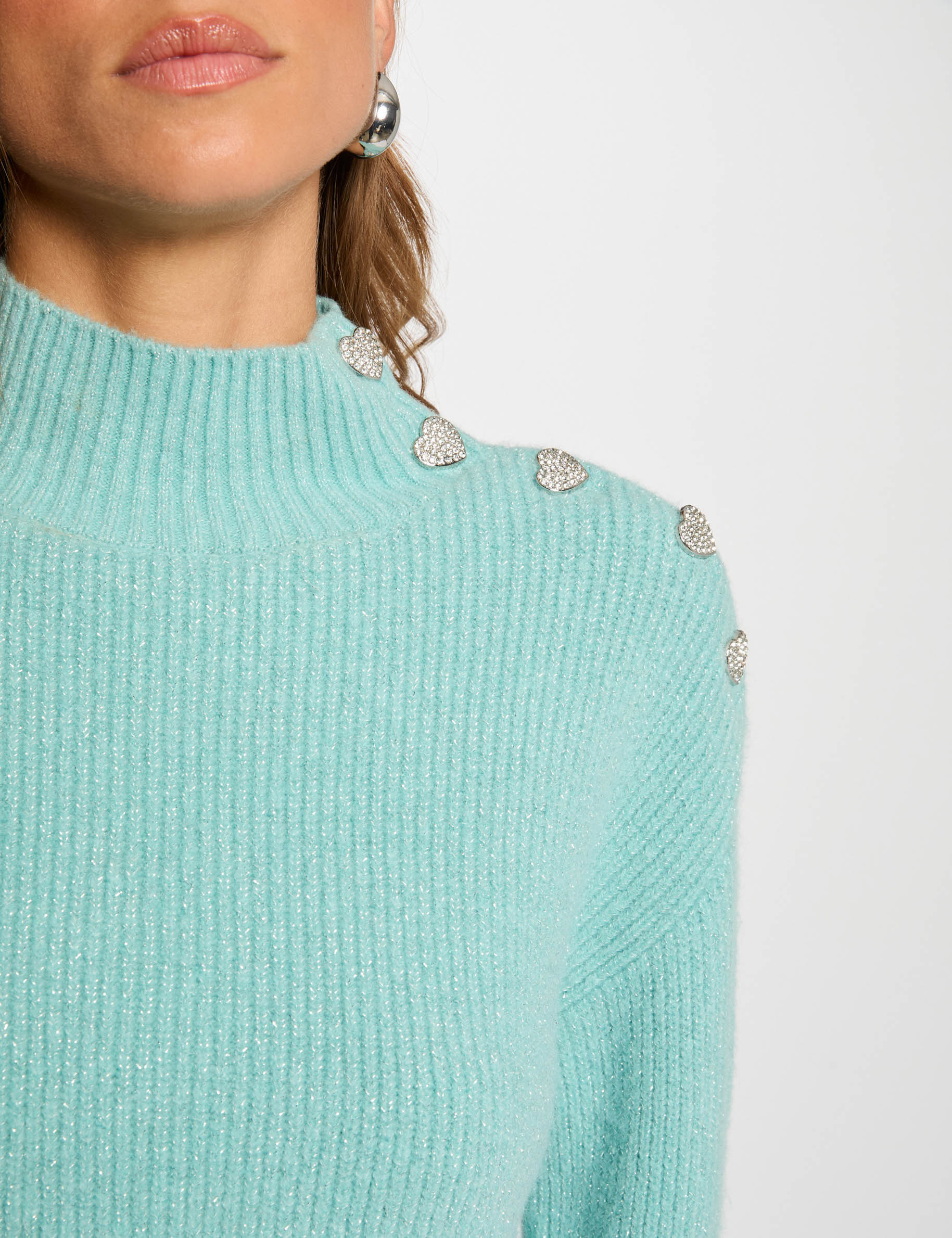 long sleeved jumper with buttons green women Long-sleeved jumper with buttons green women