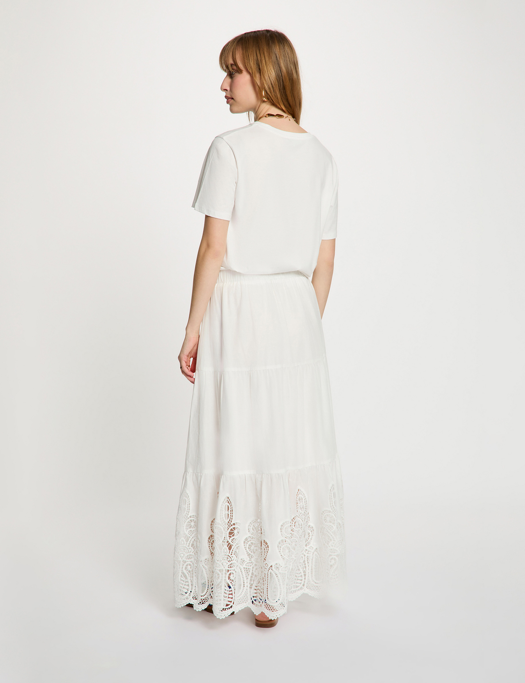 Maxi skirt lace detail white women