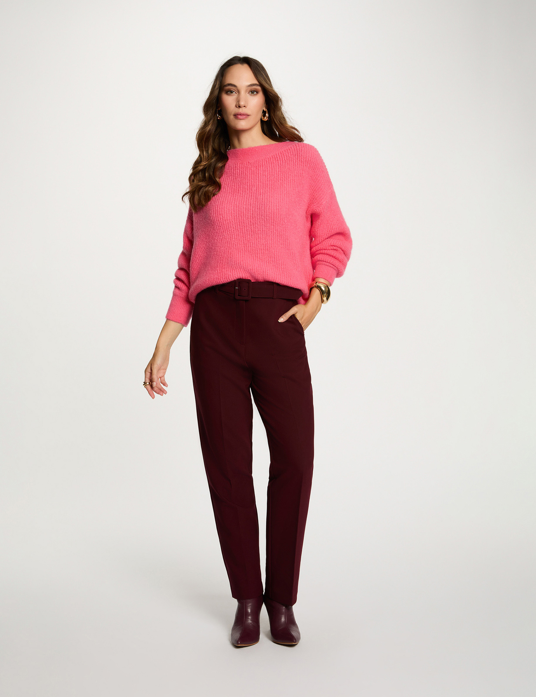 jumper with round neck fuchsia pink women Jumper with round neck fuchsia pink women