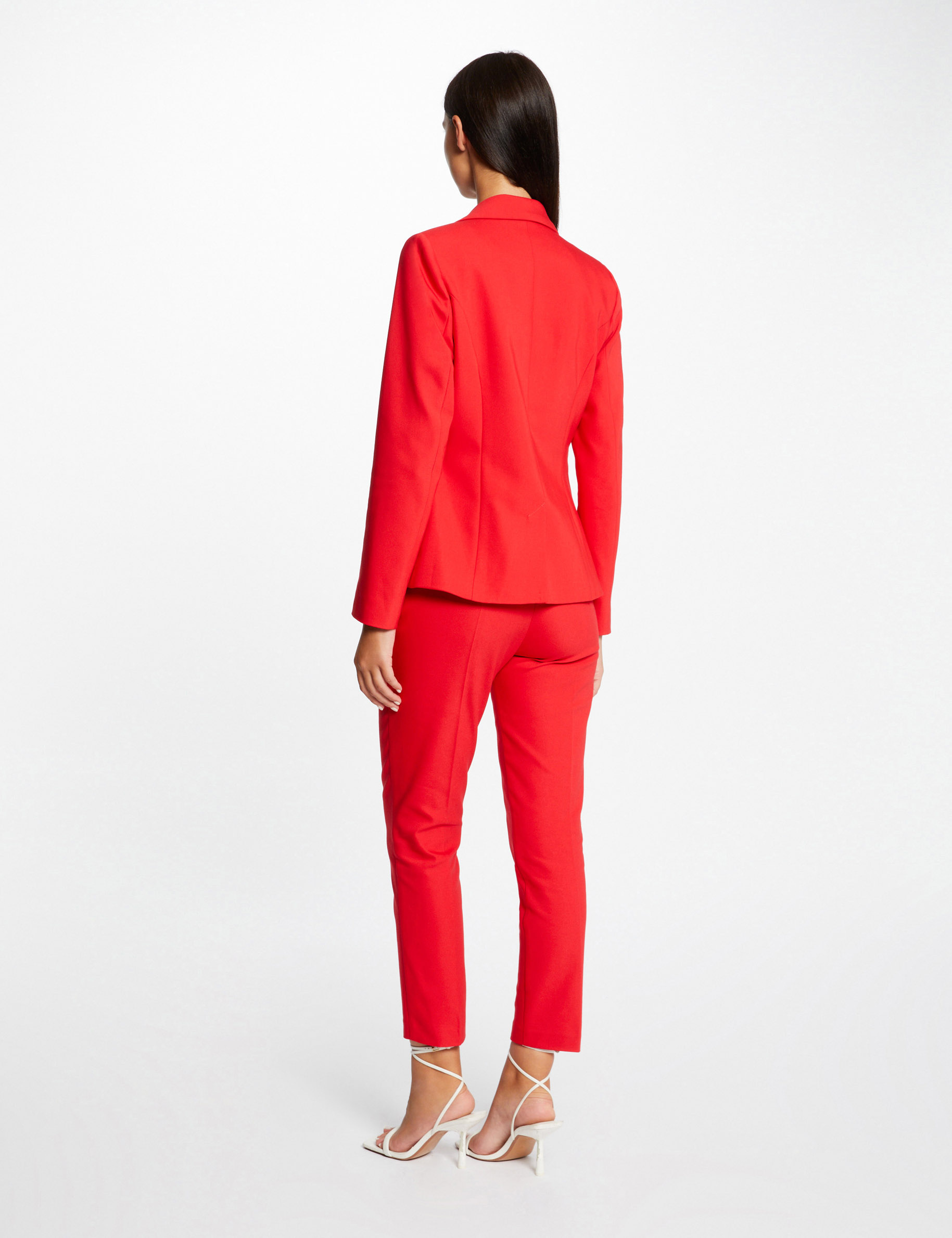 Waisted city jacket with buckle red ladies'