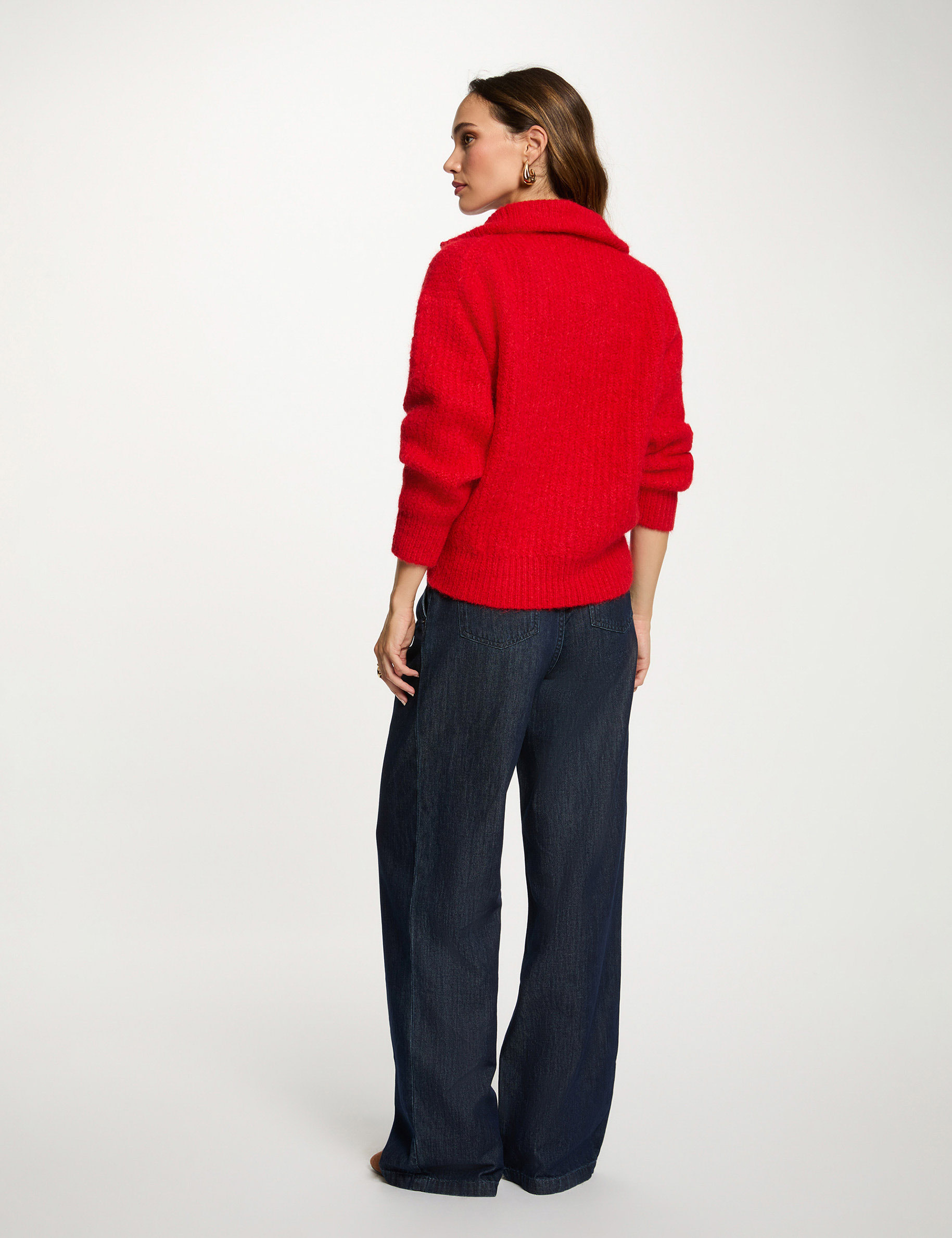 Sweater with zip fastening red women