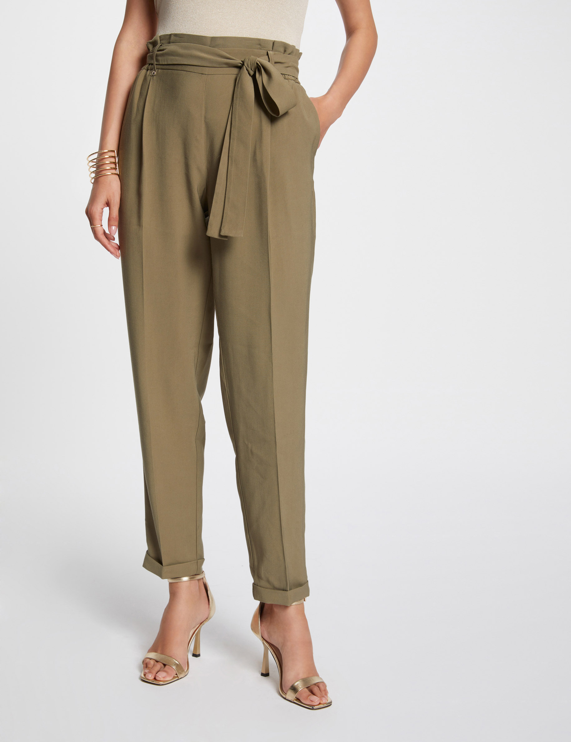 Loose peg trousers khaki green women Morgan