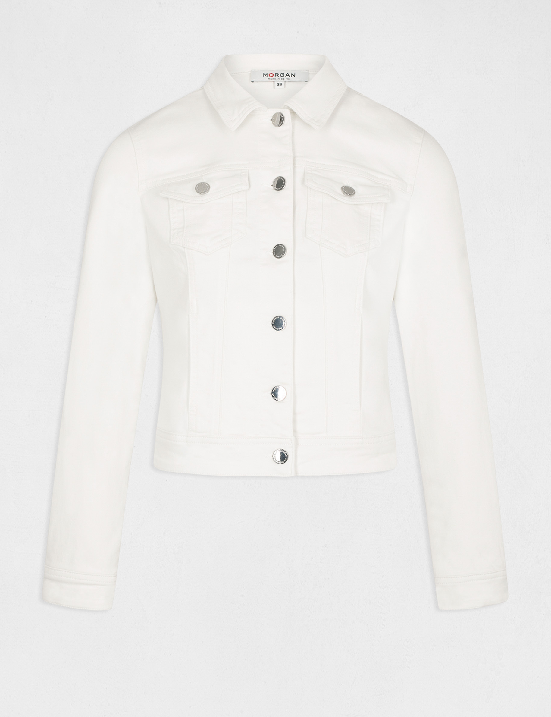 straight buttoned denim jacket ivory women Straight buttoned denim jacket ivory women