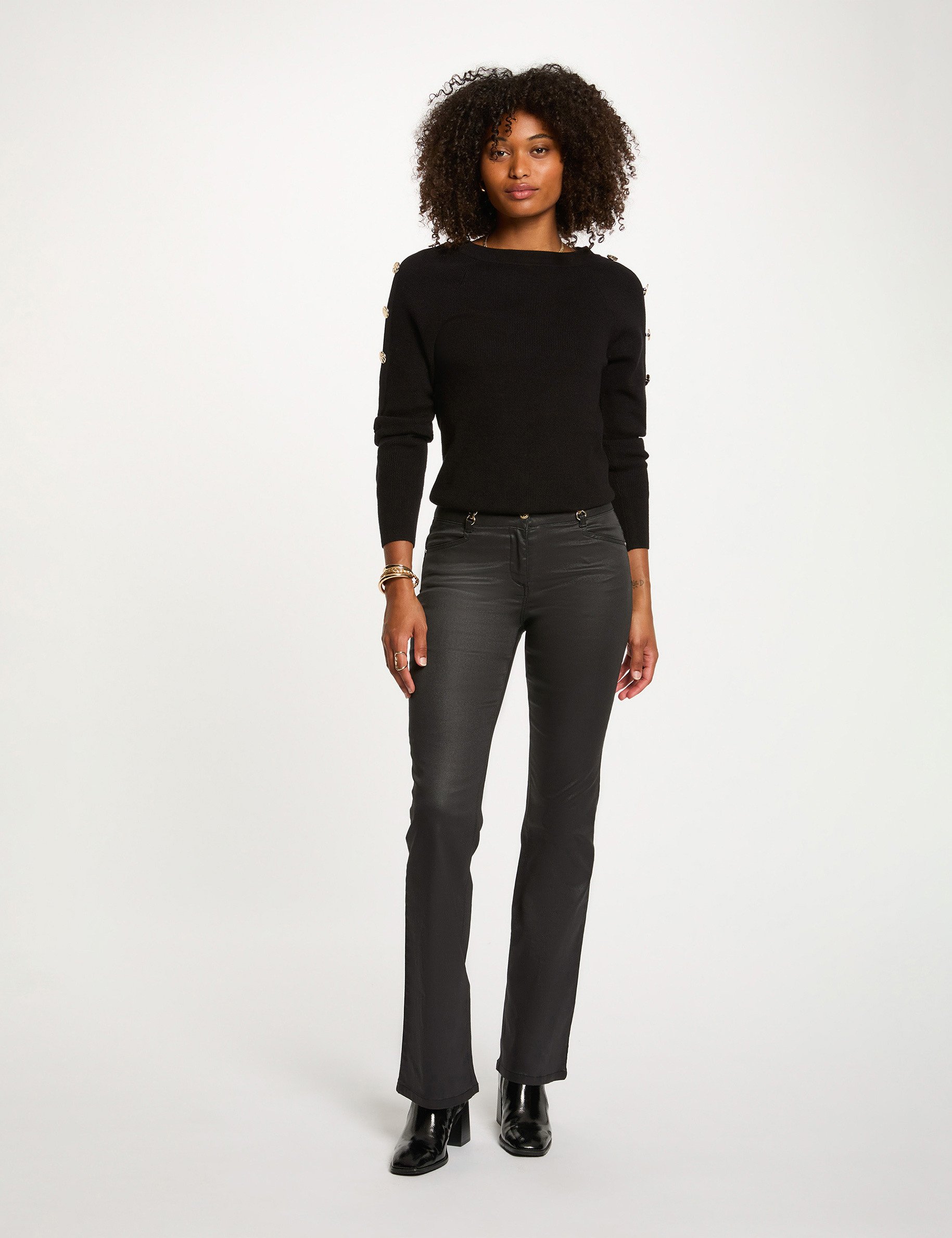 coated bootcut trousers black women Coated bootcut trousers black women