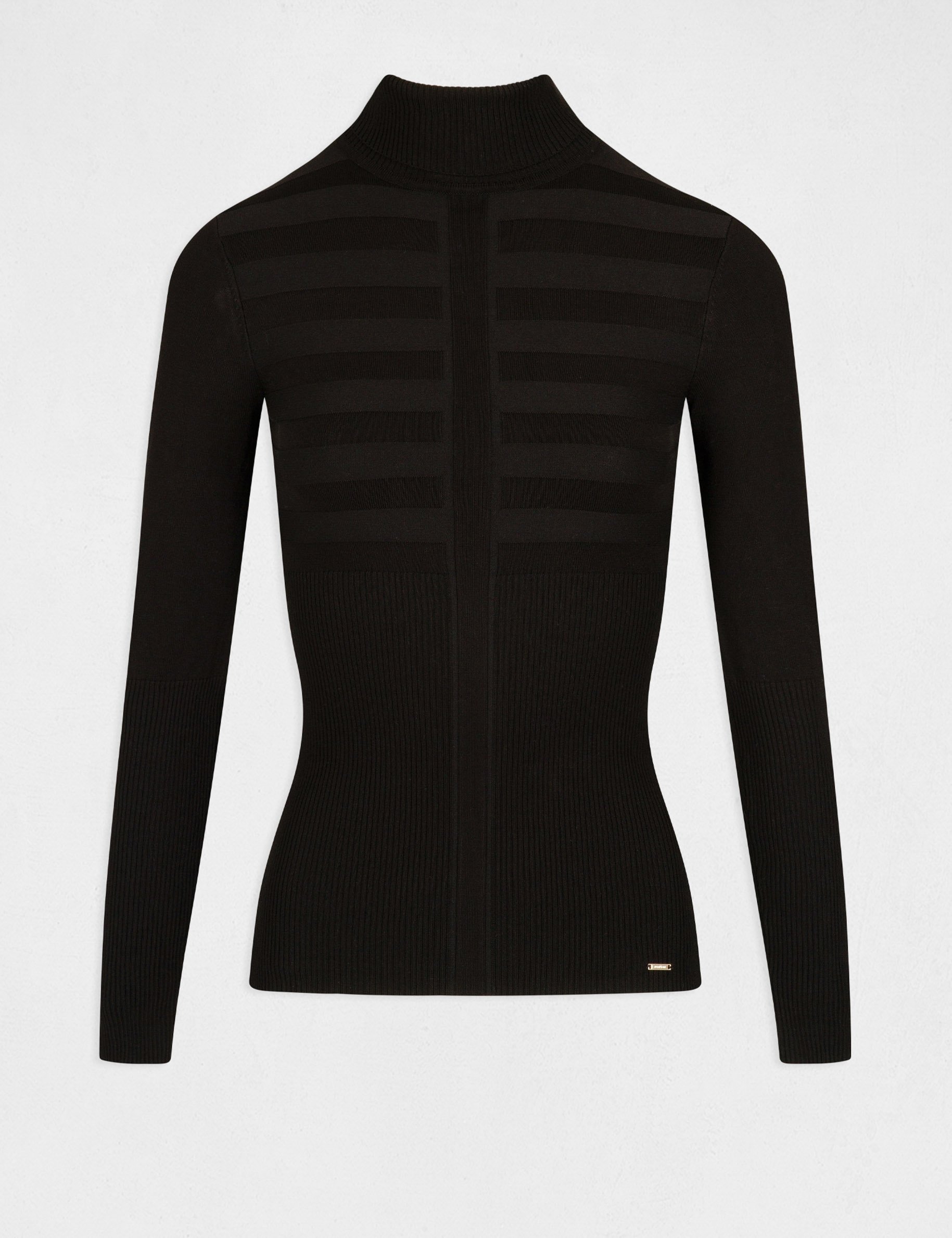 pull col roule ajuste noir femme Pull col roulé ajusté noir femme