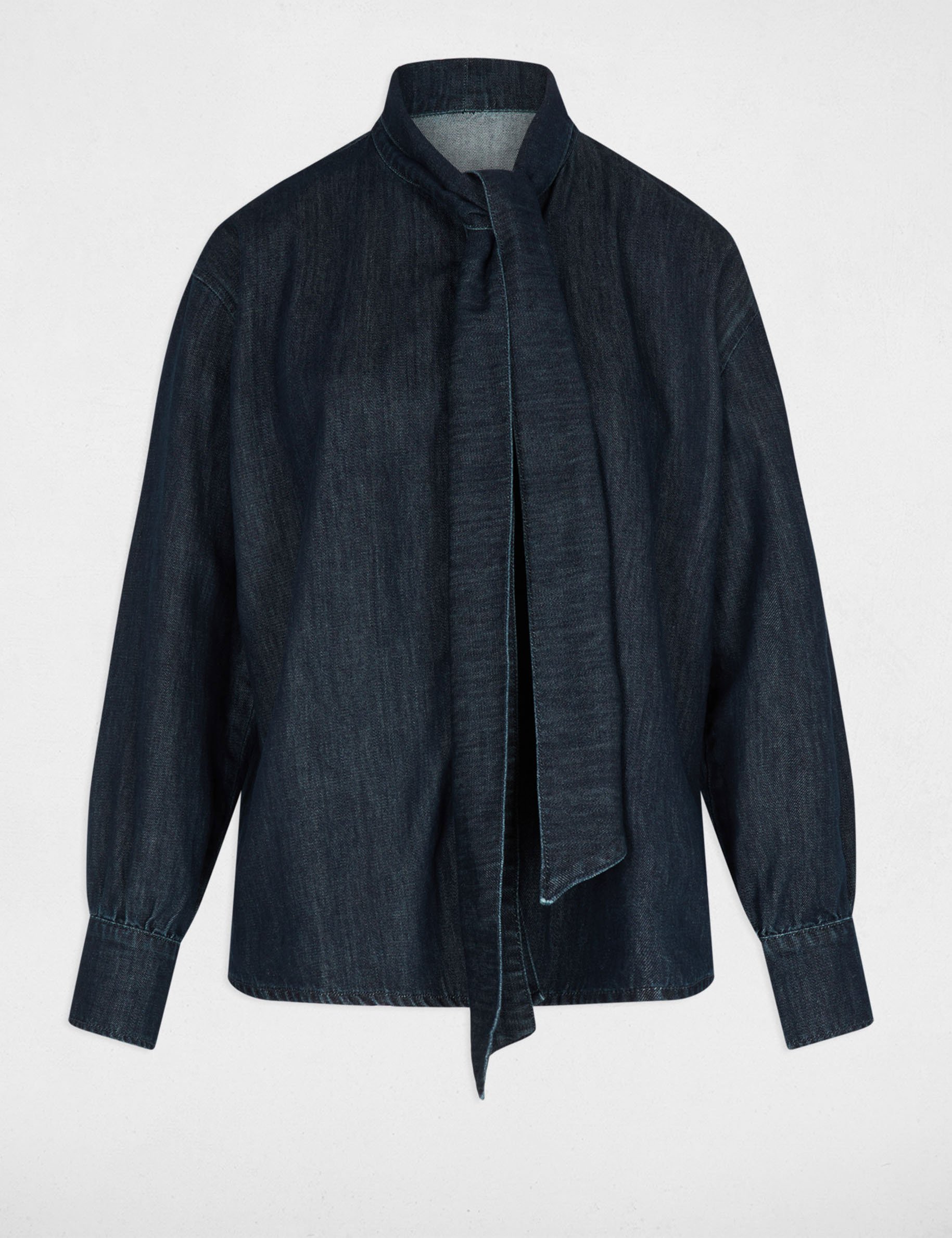 Denim shirt with lavallière raw denim women