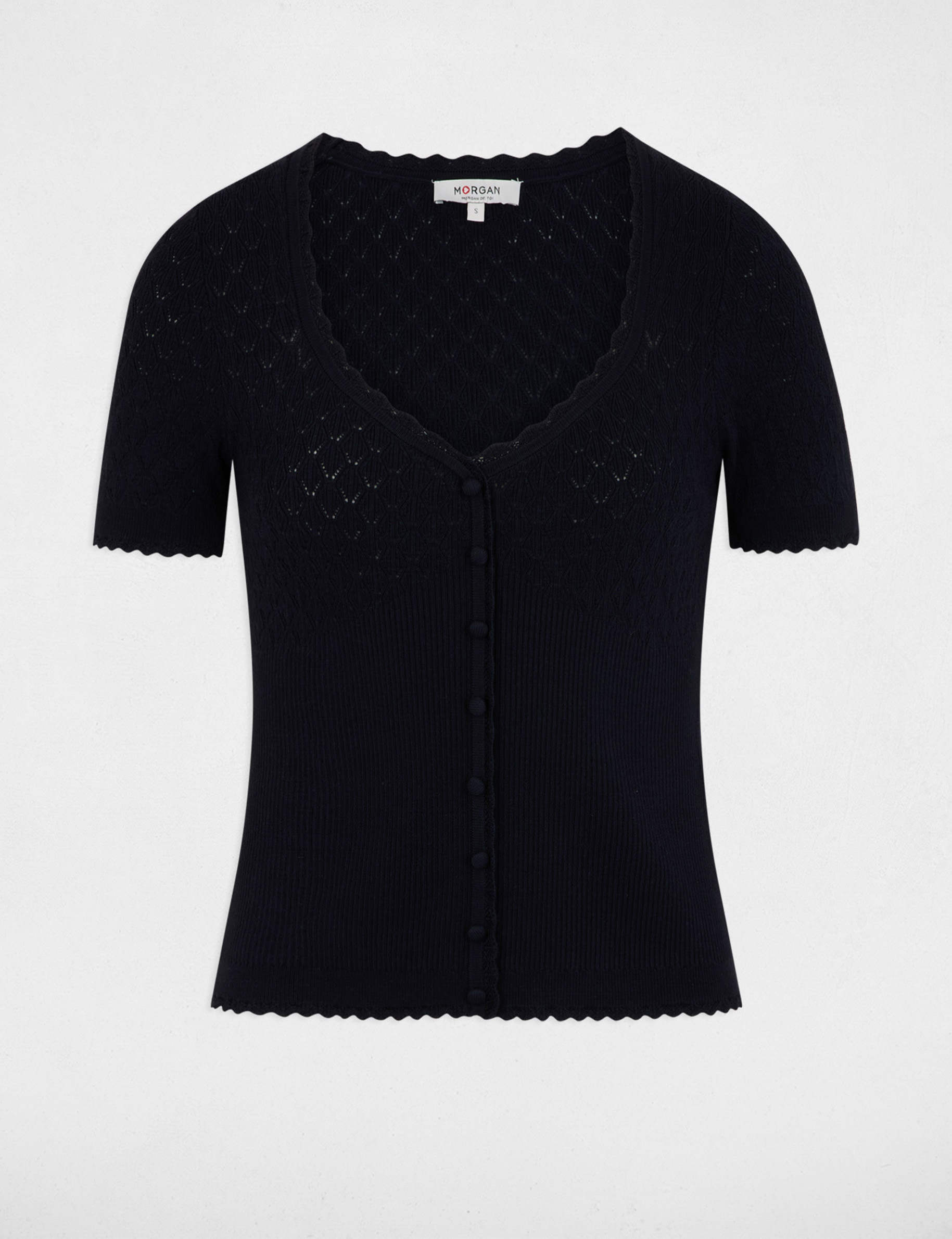 Fitted V-neck sweater navy blue women