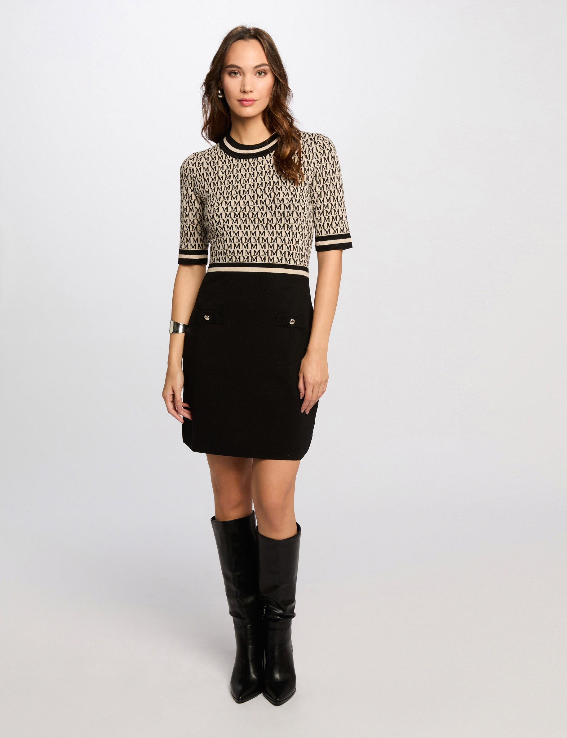 robe tricot courte ajustee sable femme Robe tricot courte ajustée sable femme
