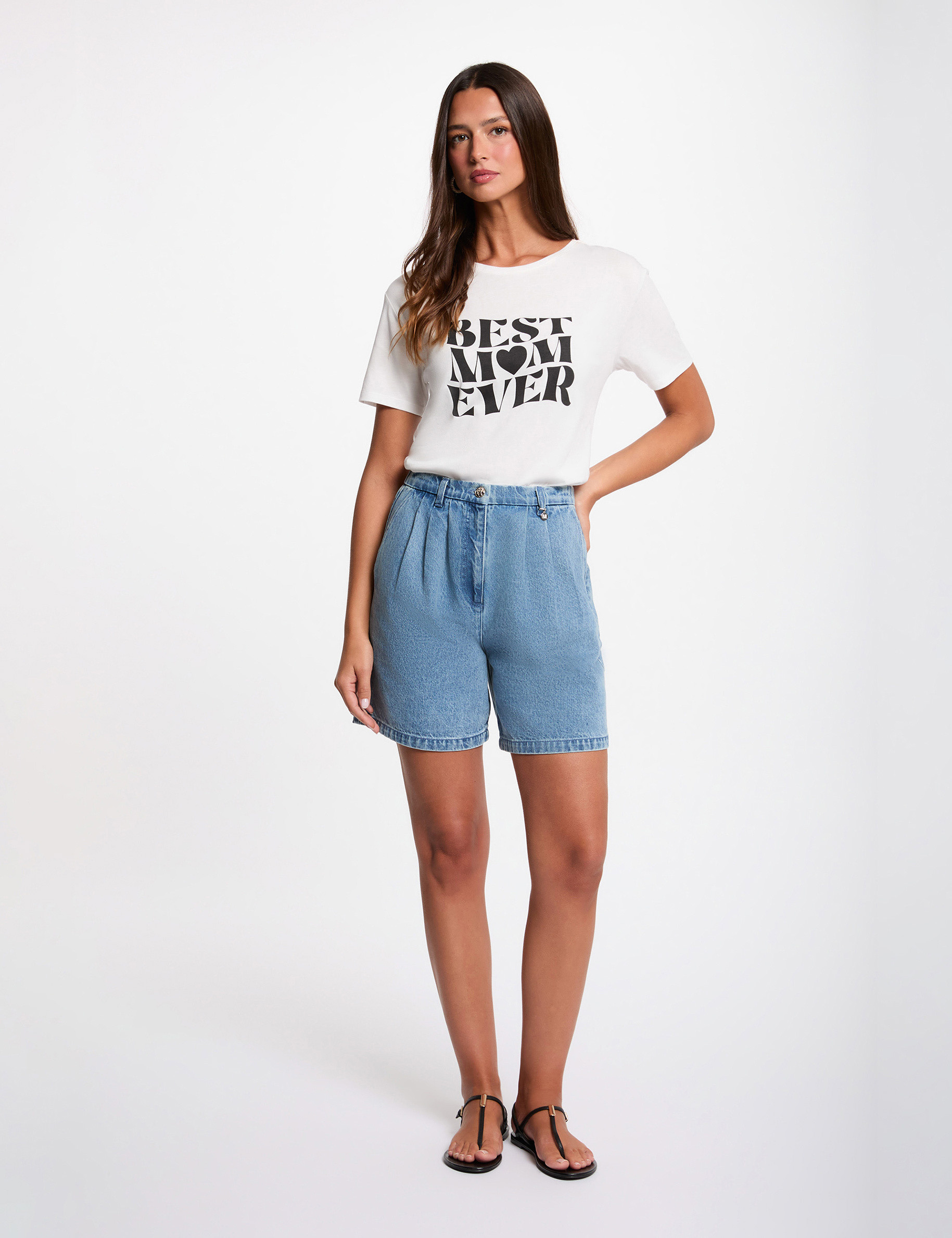 Round neck short-sleeve t-shirt white women