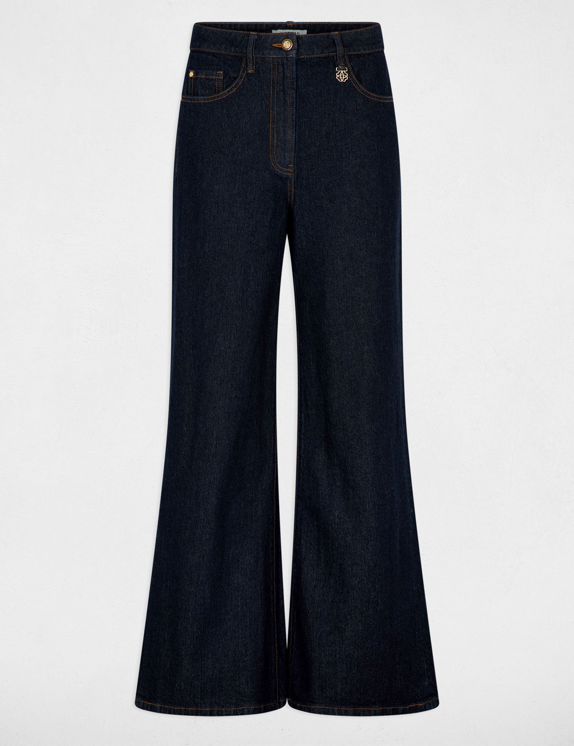 High-waisted wide-leg jeans blue women
