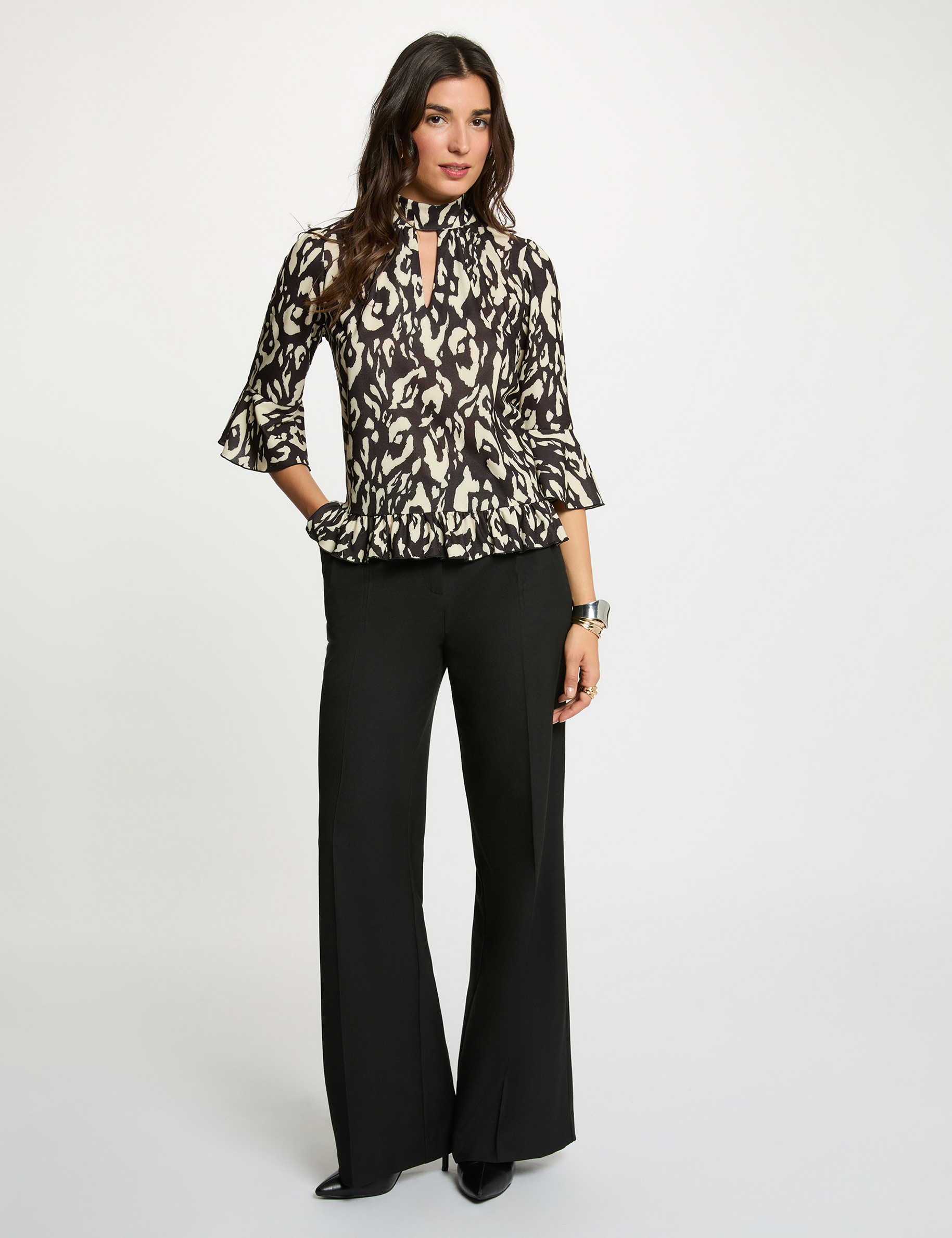 Long-sleeve high neck t-shirt white women