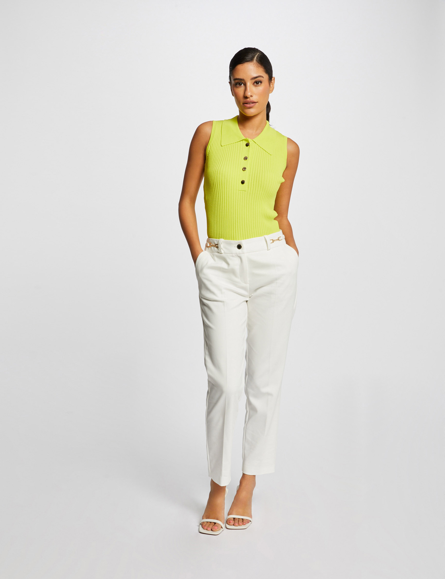 Sleeveless jumper vest top polo collar aniseed ladies' Sleeveless jumper vest top polo collar aniseed ladies'