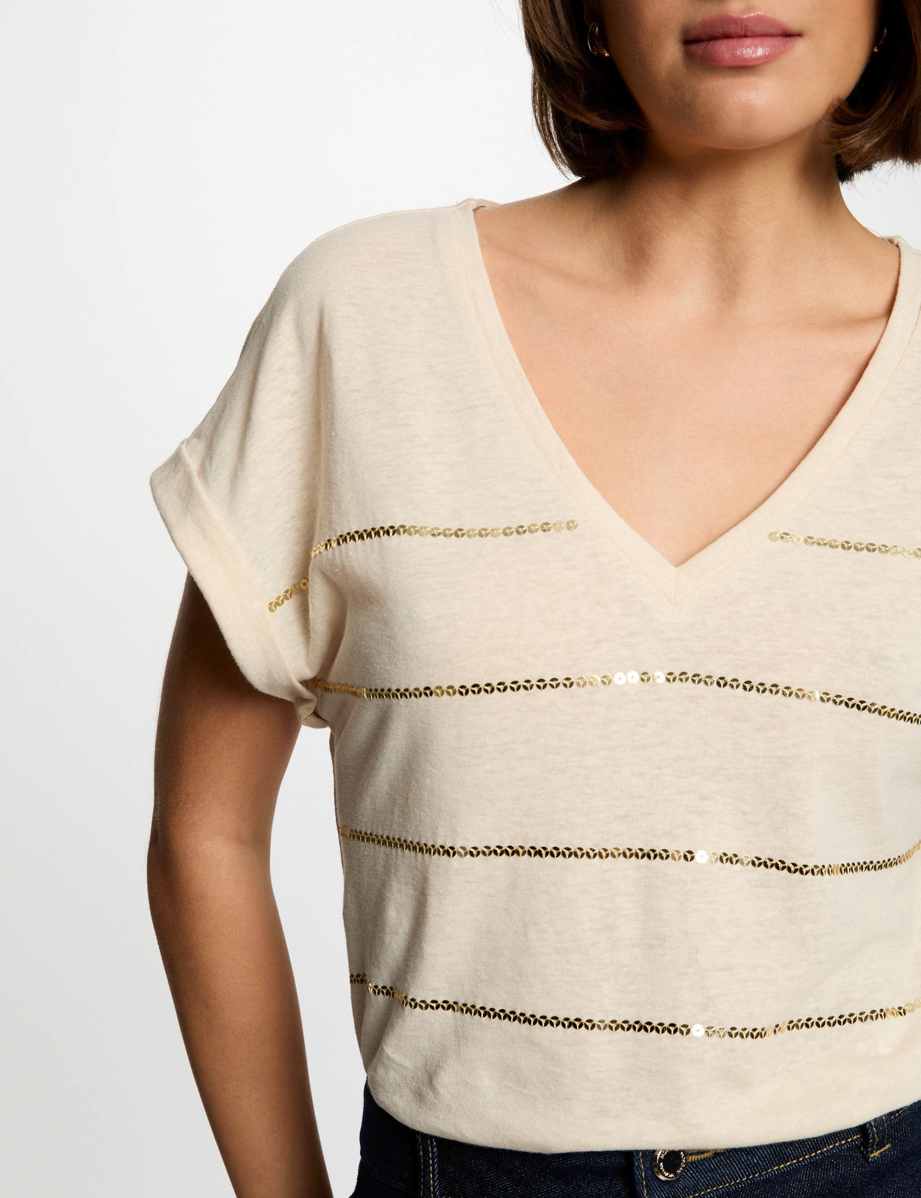 short sleeved t shirt cream women Short-sleeved t-shirt cream women