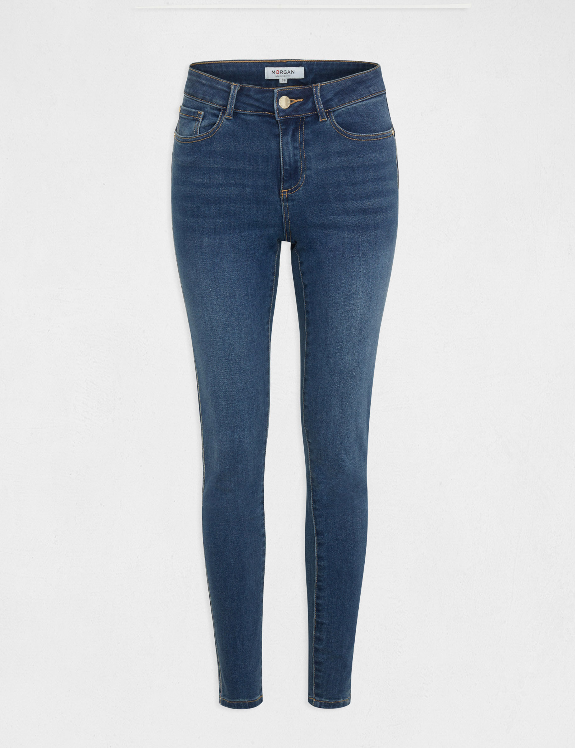 Slim jeans with metallised edgings stone denim ladies'
