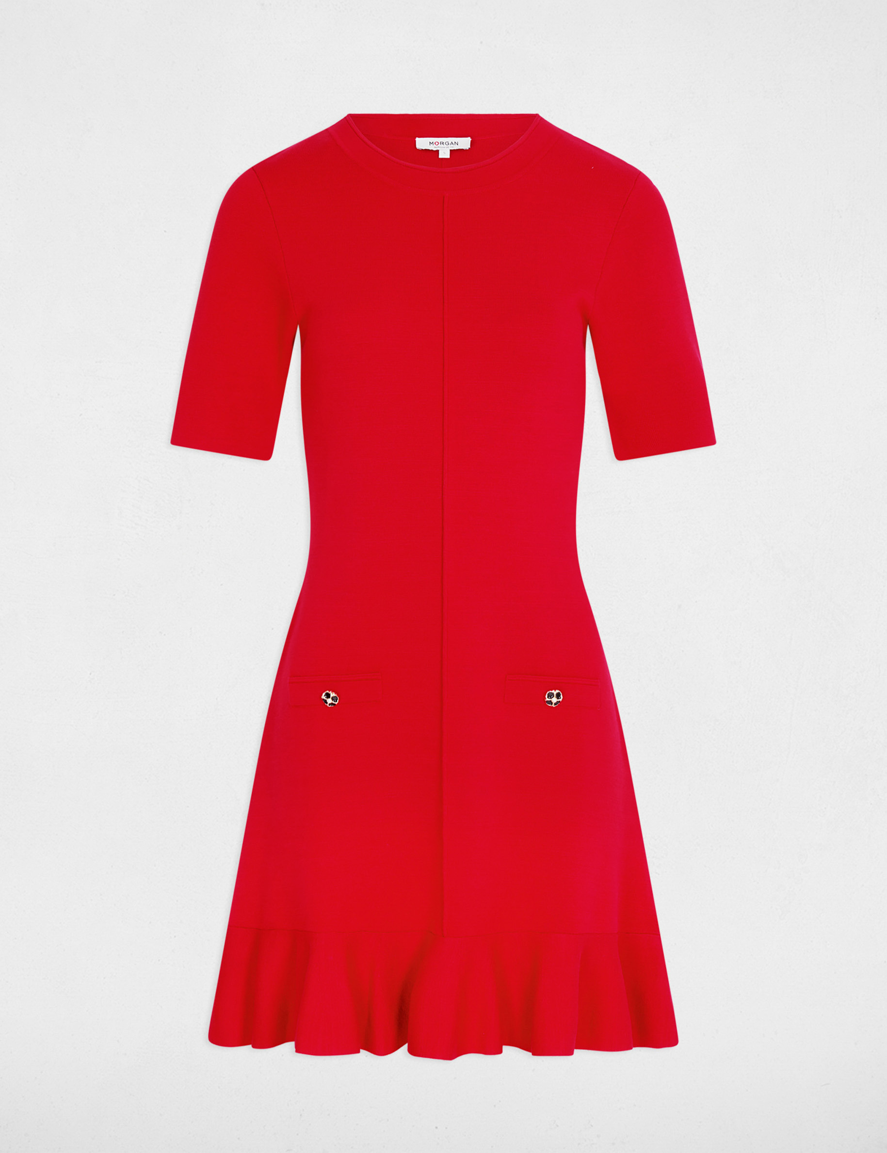 Fitted short knit dress red women