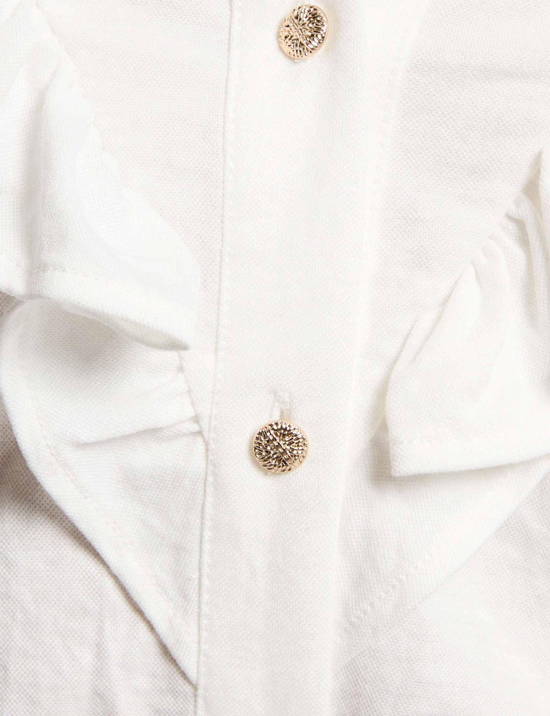 pleated buttoned t shirt white women null