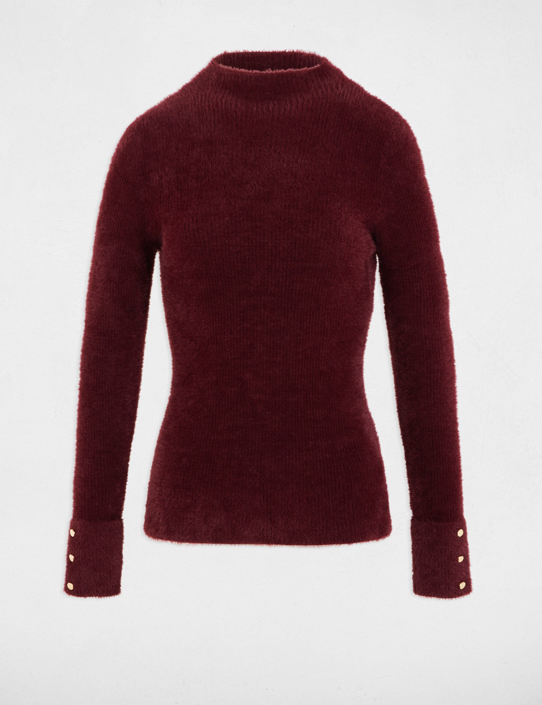 Long-sleeve fuzzy knit sweater plum women