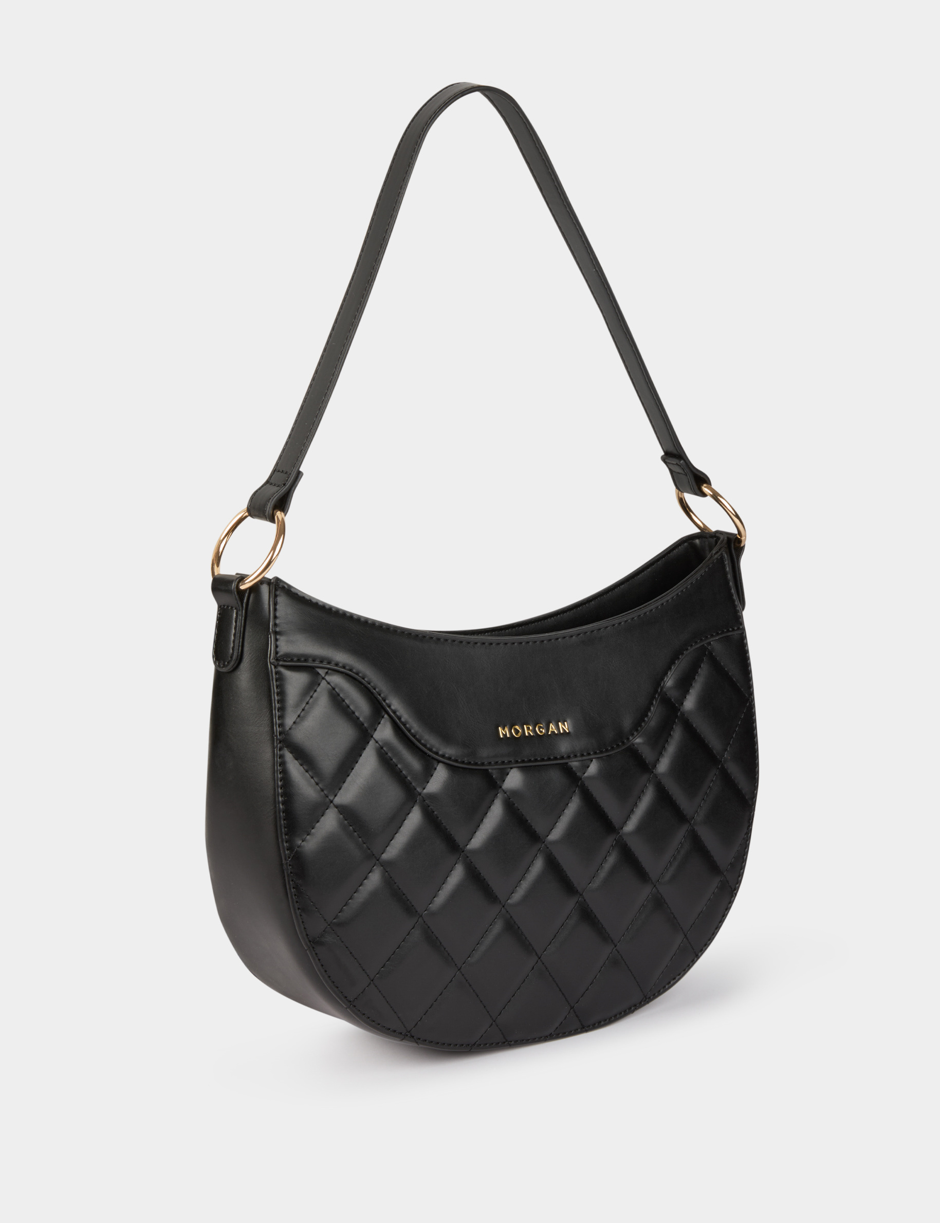 quilted half moon bag black women Quilted half-moon bag black women