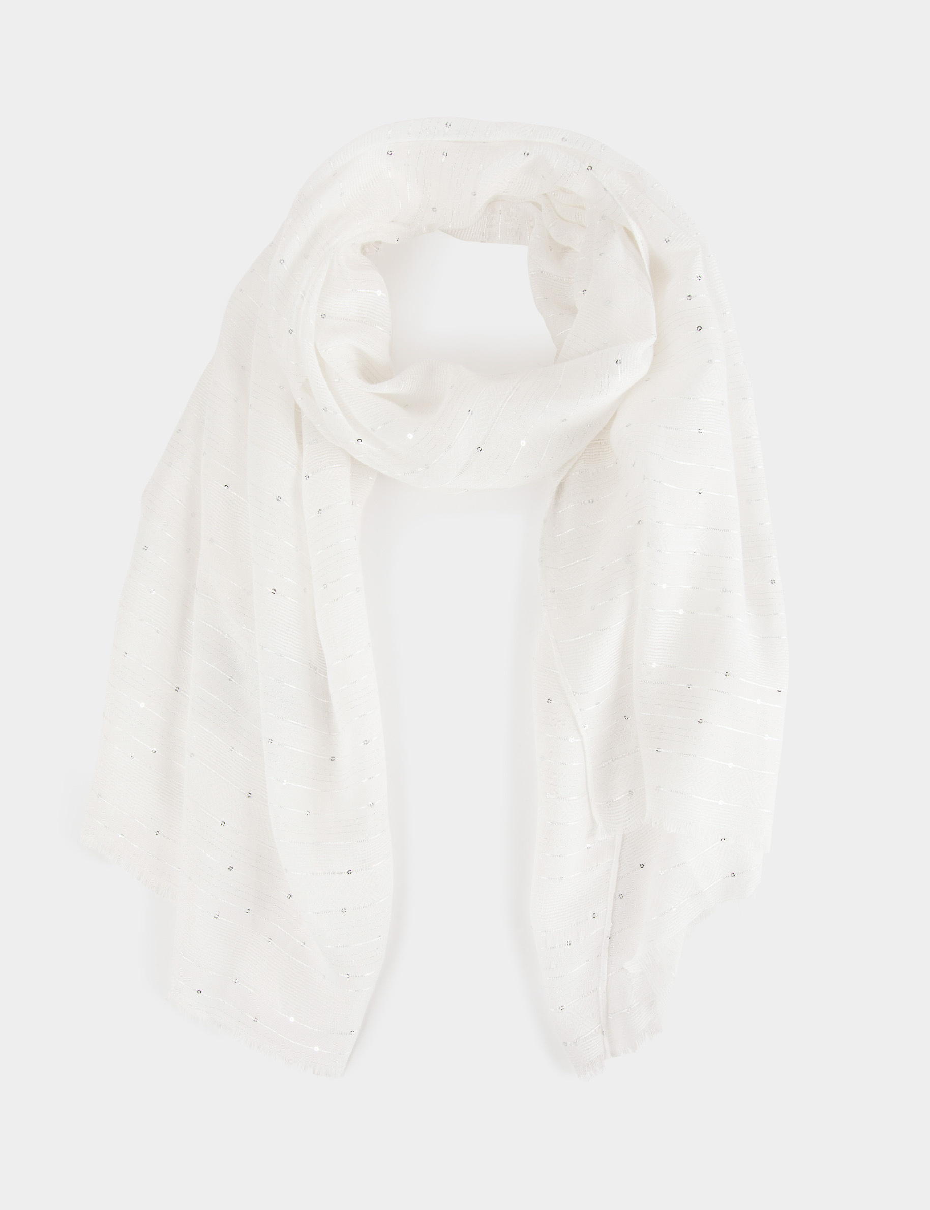 Scarf with sequins white ladies'