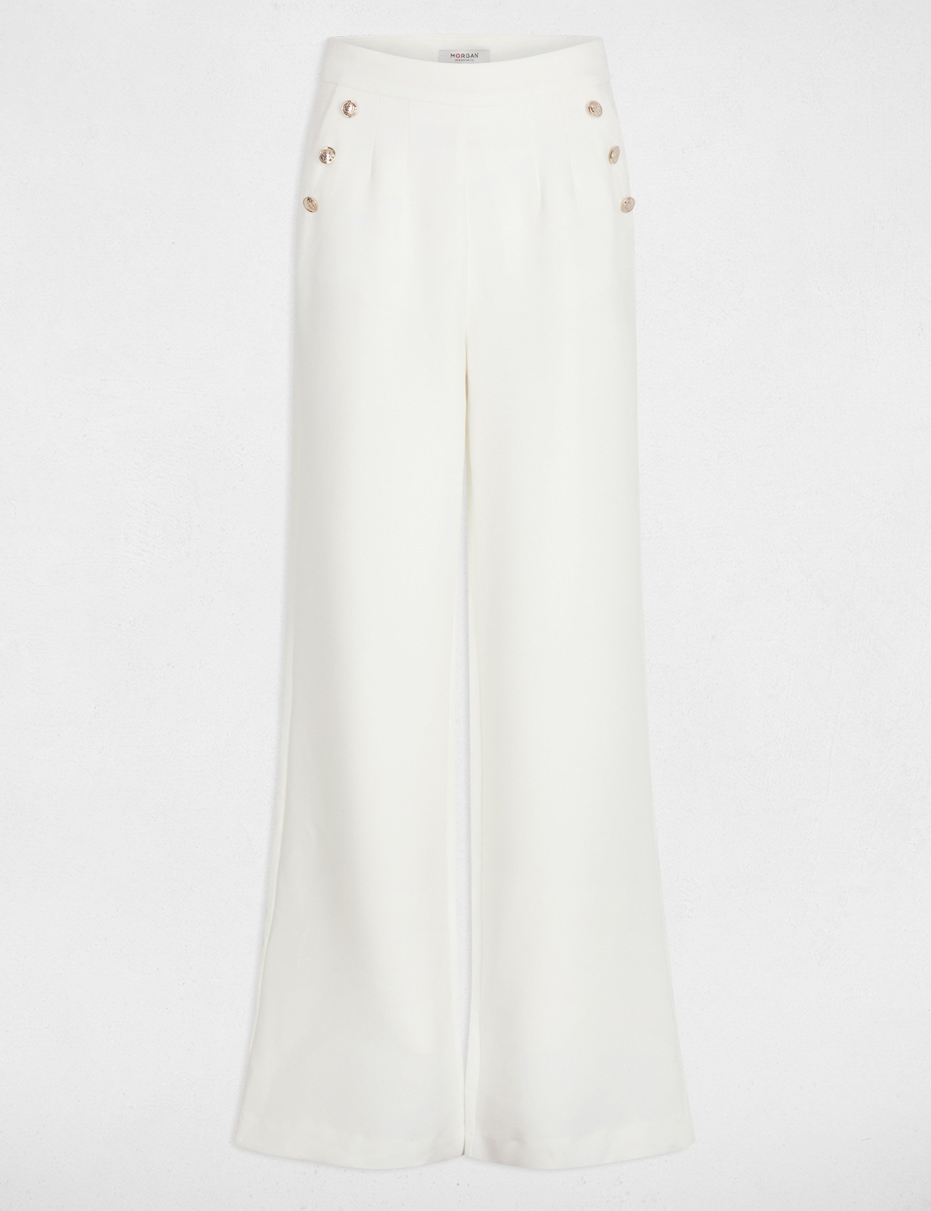 wide leg trousers with buttons white women Wide leg trousers with buttons white women