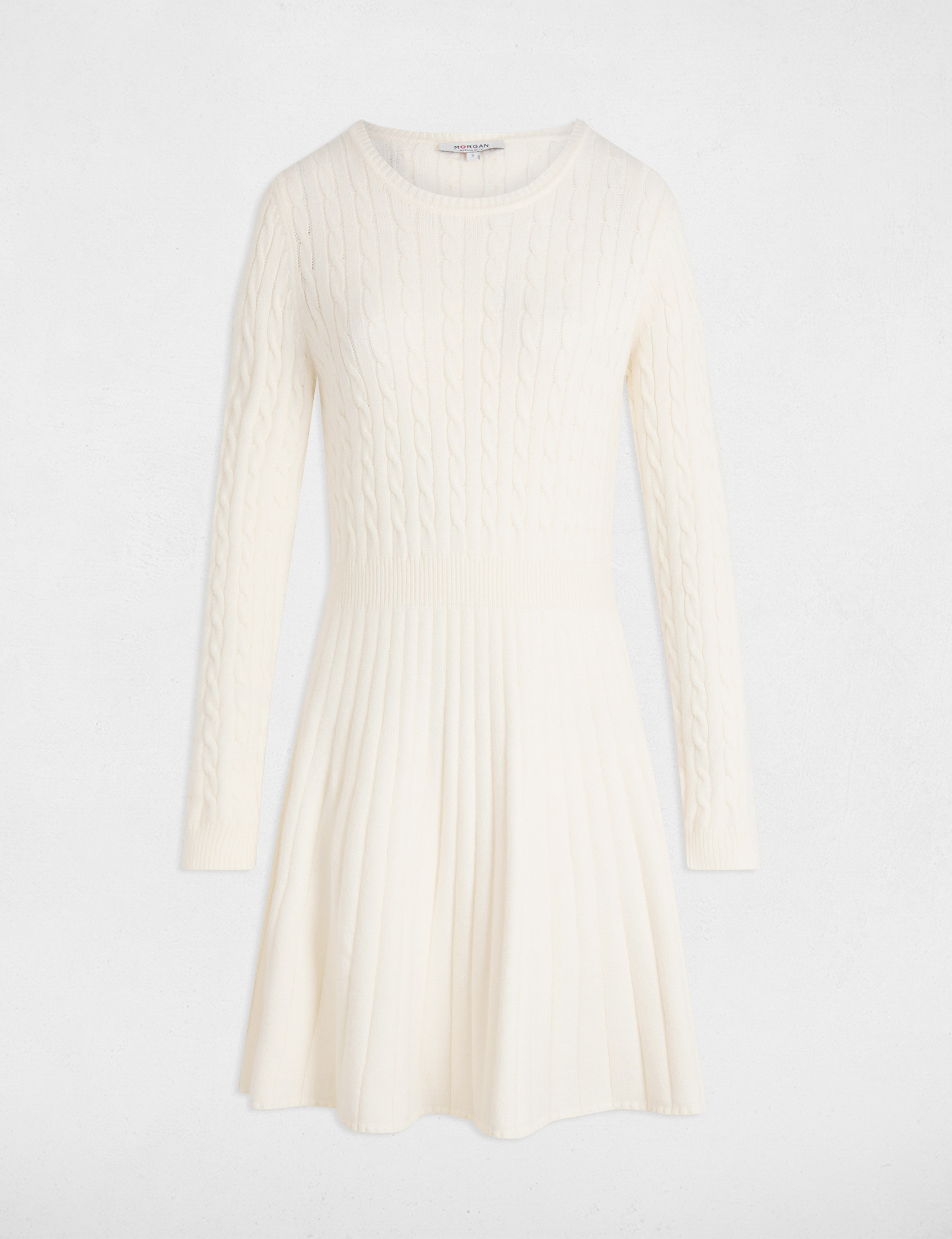 Robe tricot courte patineuse ivoire femme