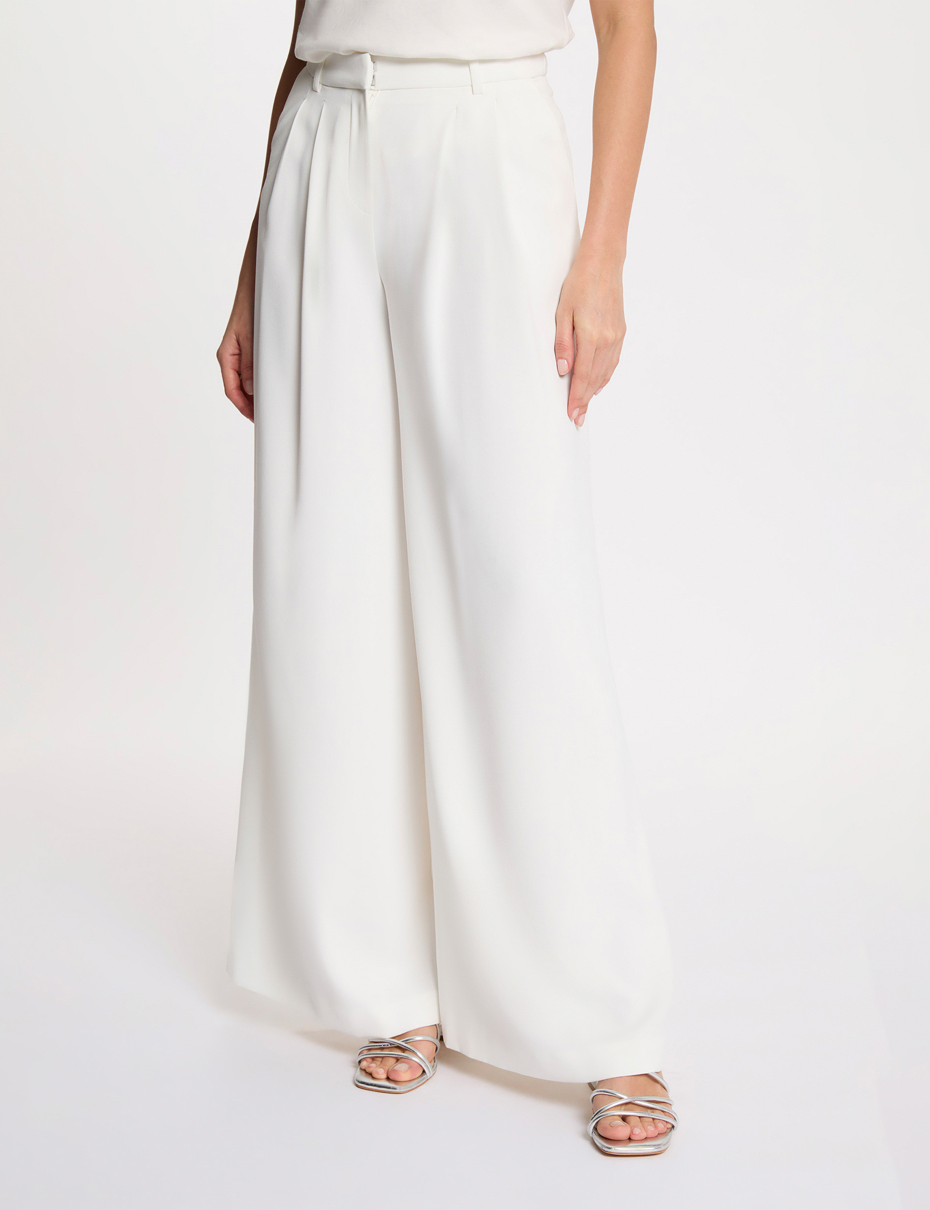 Flowy wide-leg trousers white women