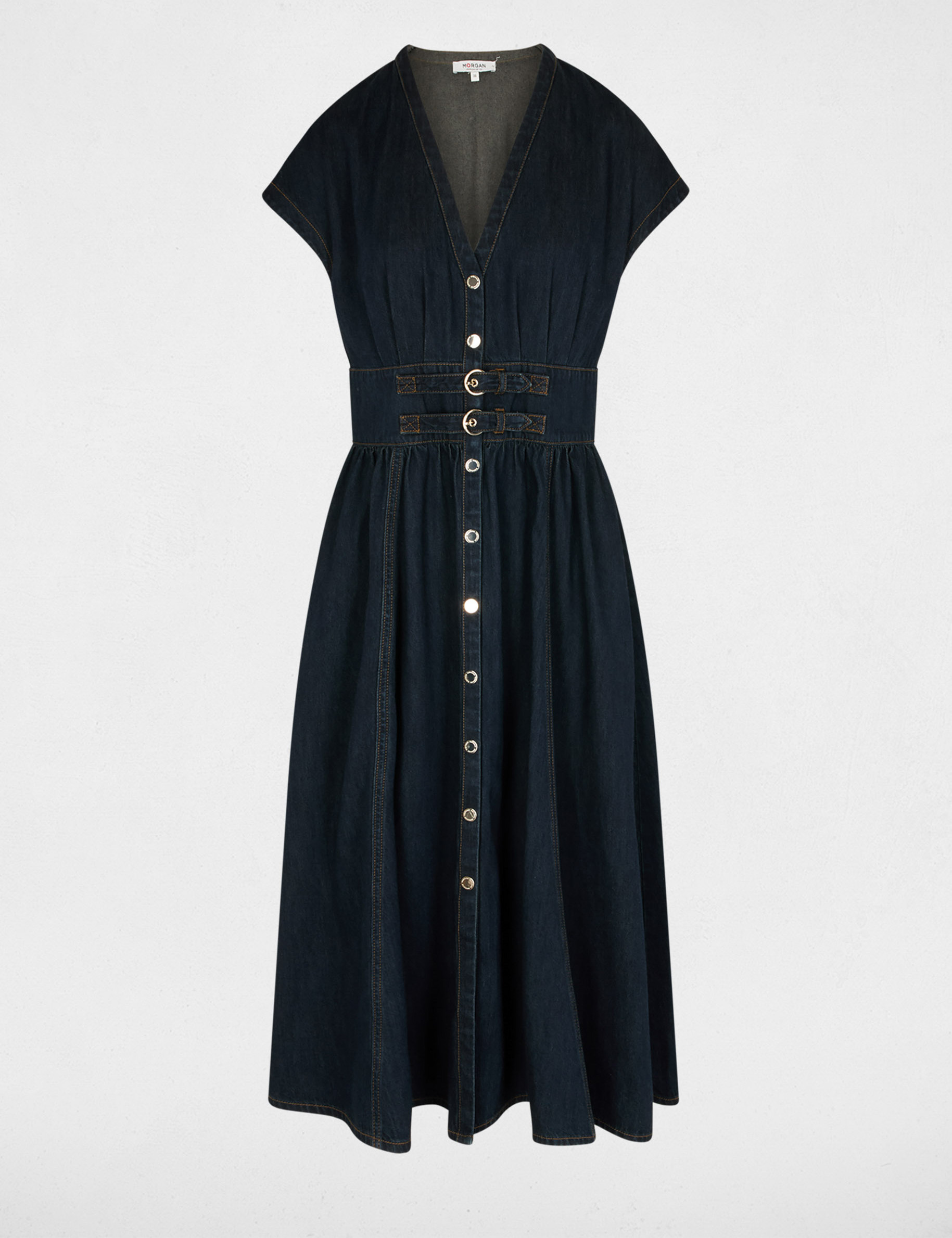 Mid-length denim dress blue women