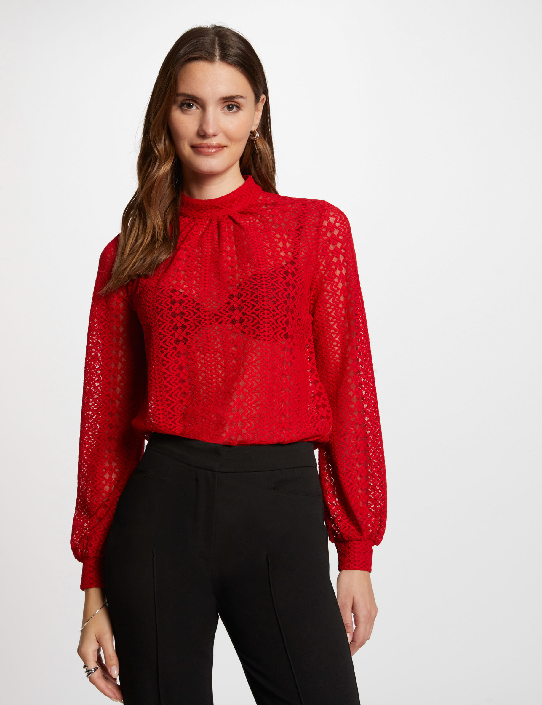 long sleeved t shirt red women Long-sleeved t-shirt red women