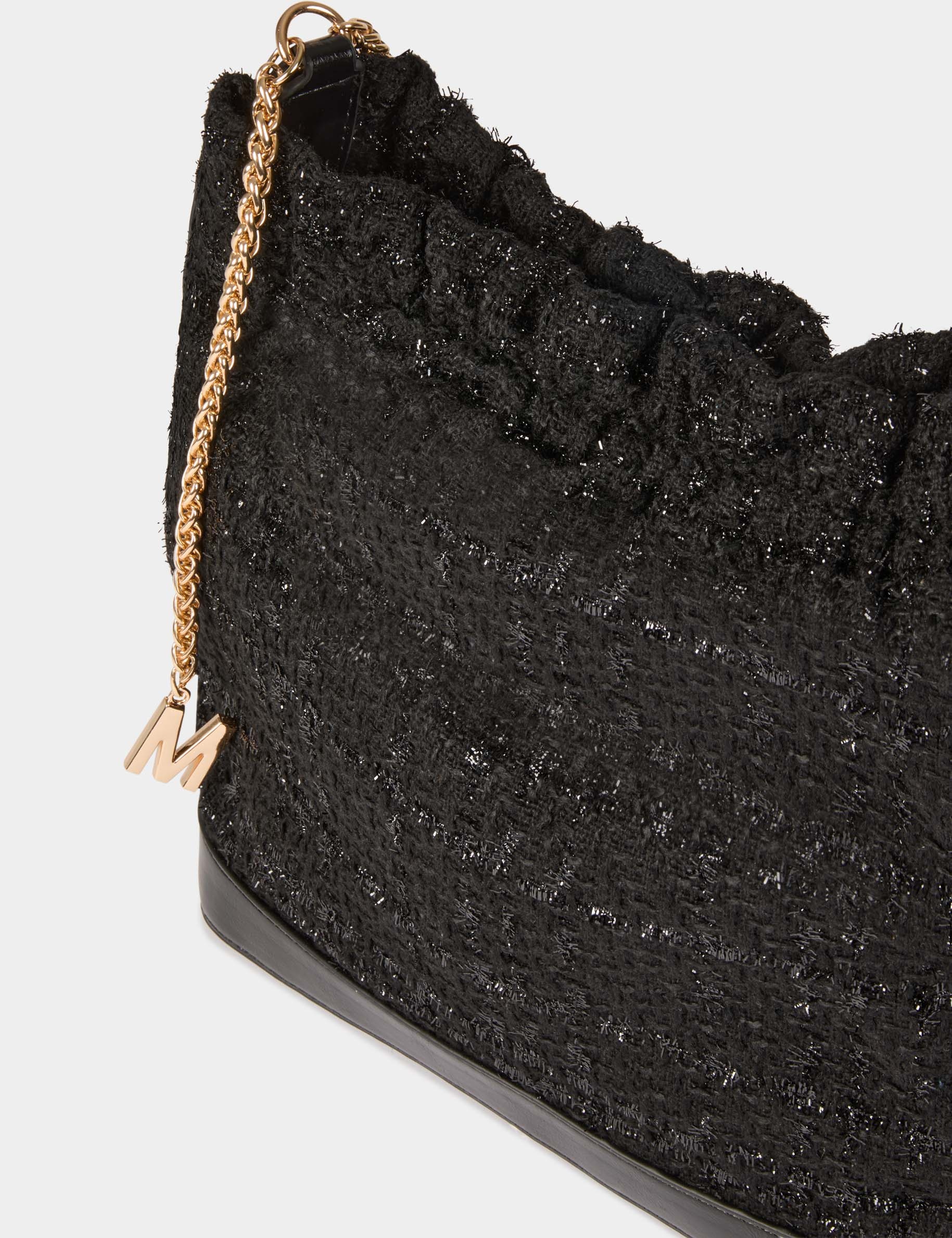 Sac tweed métallisé noir femme