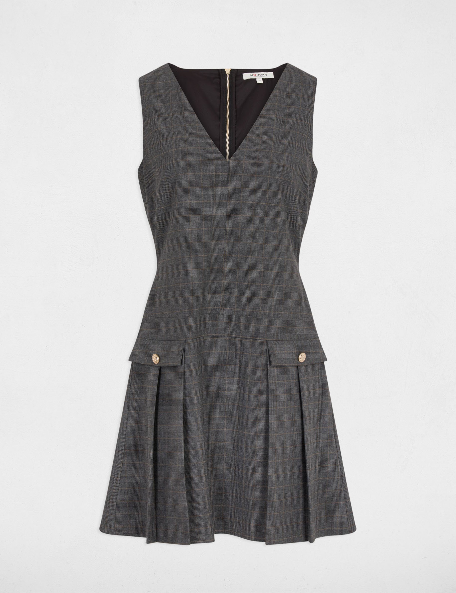 fitted pinafore dress mid grey women Fitted pinafore dress mid-grey women