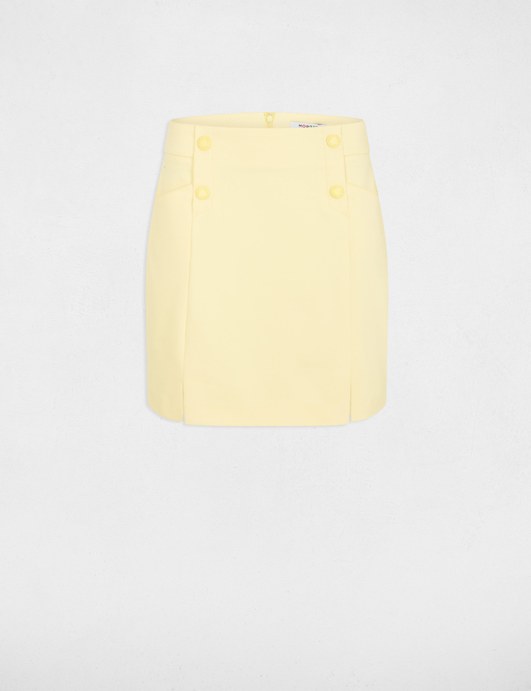 Mini skirt with buttons light yellow women