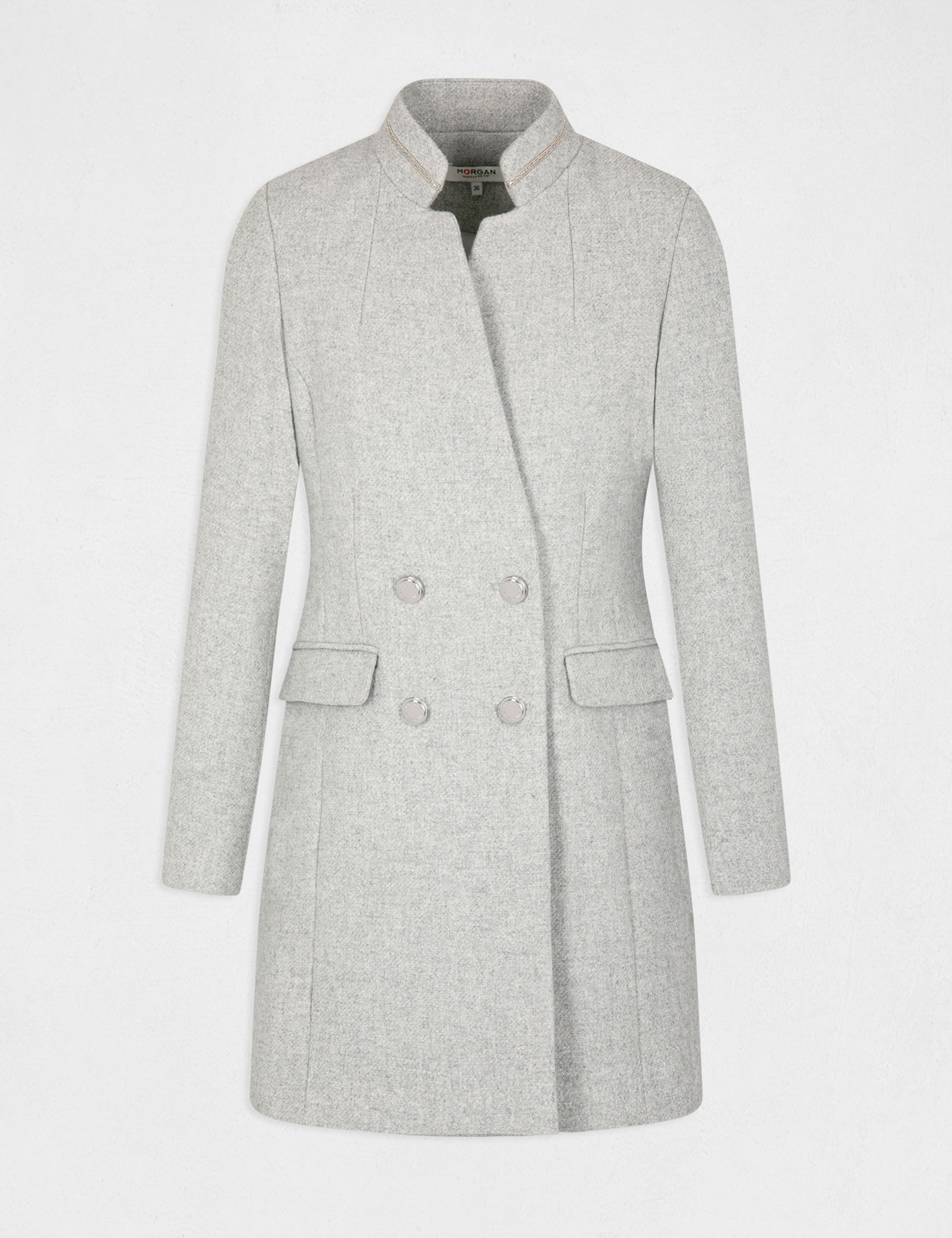 Buttoned waisted coat light grey ladies'