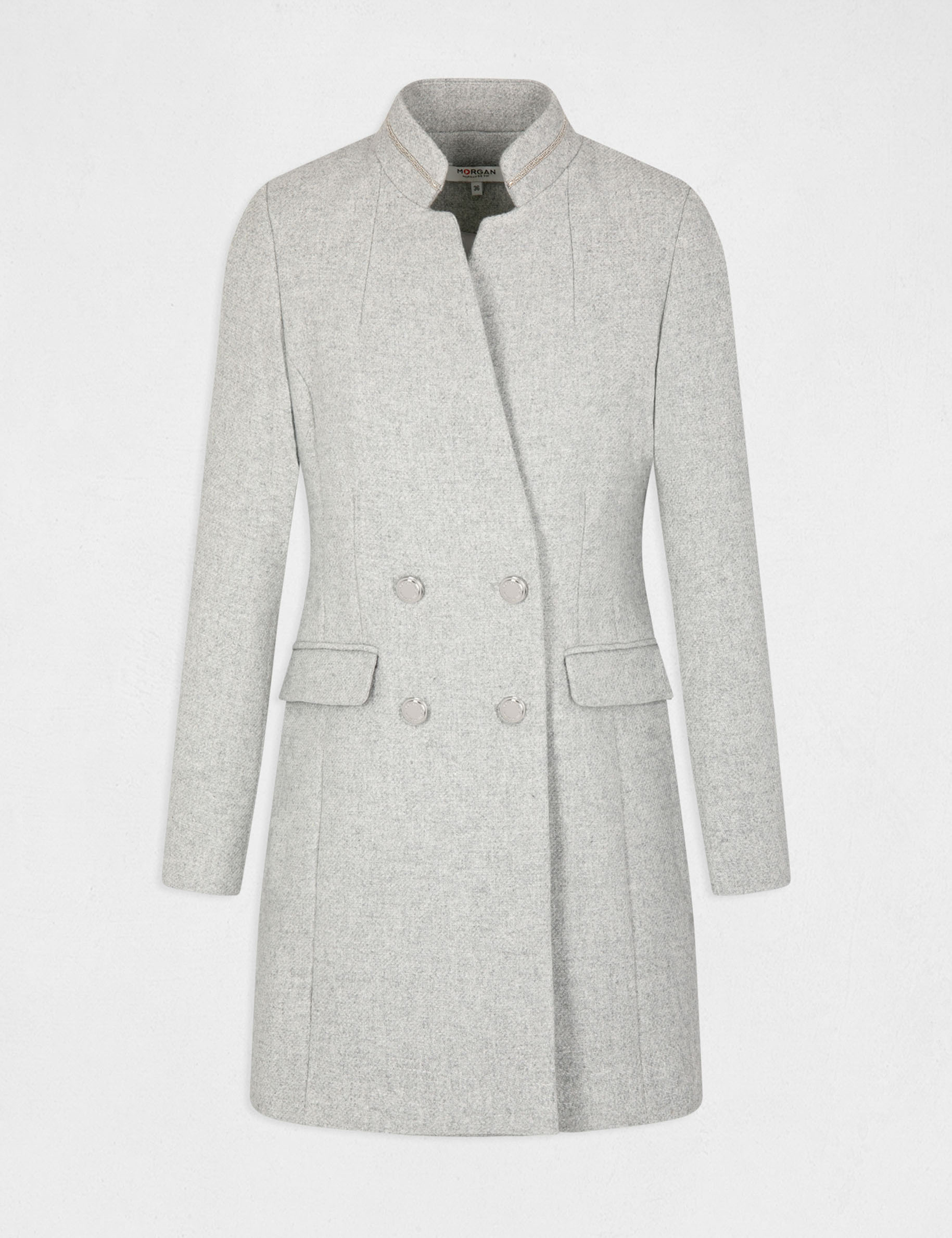 Buttoned waisted coat light grey ladies' Buttoned waisted coat light grey ladies'