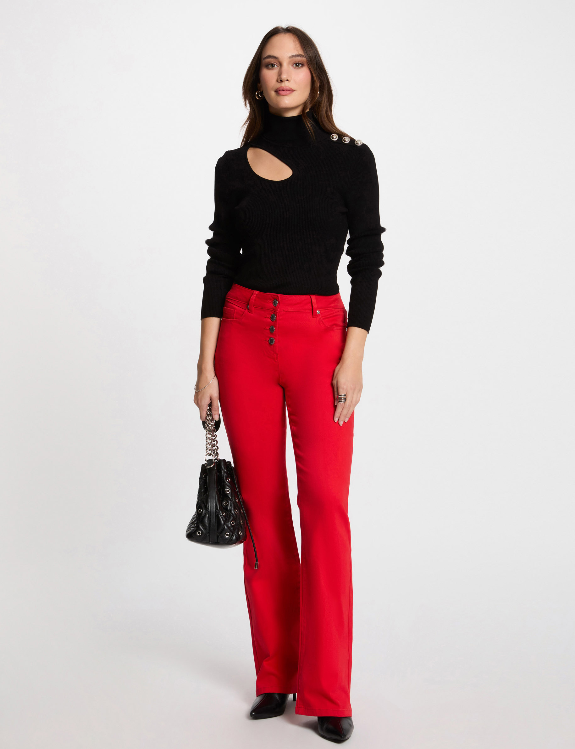 buttoned bootcut trousers red women Buttoned bootcut trousers red women