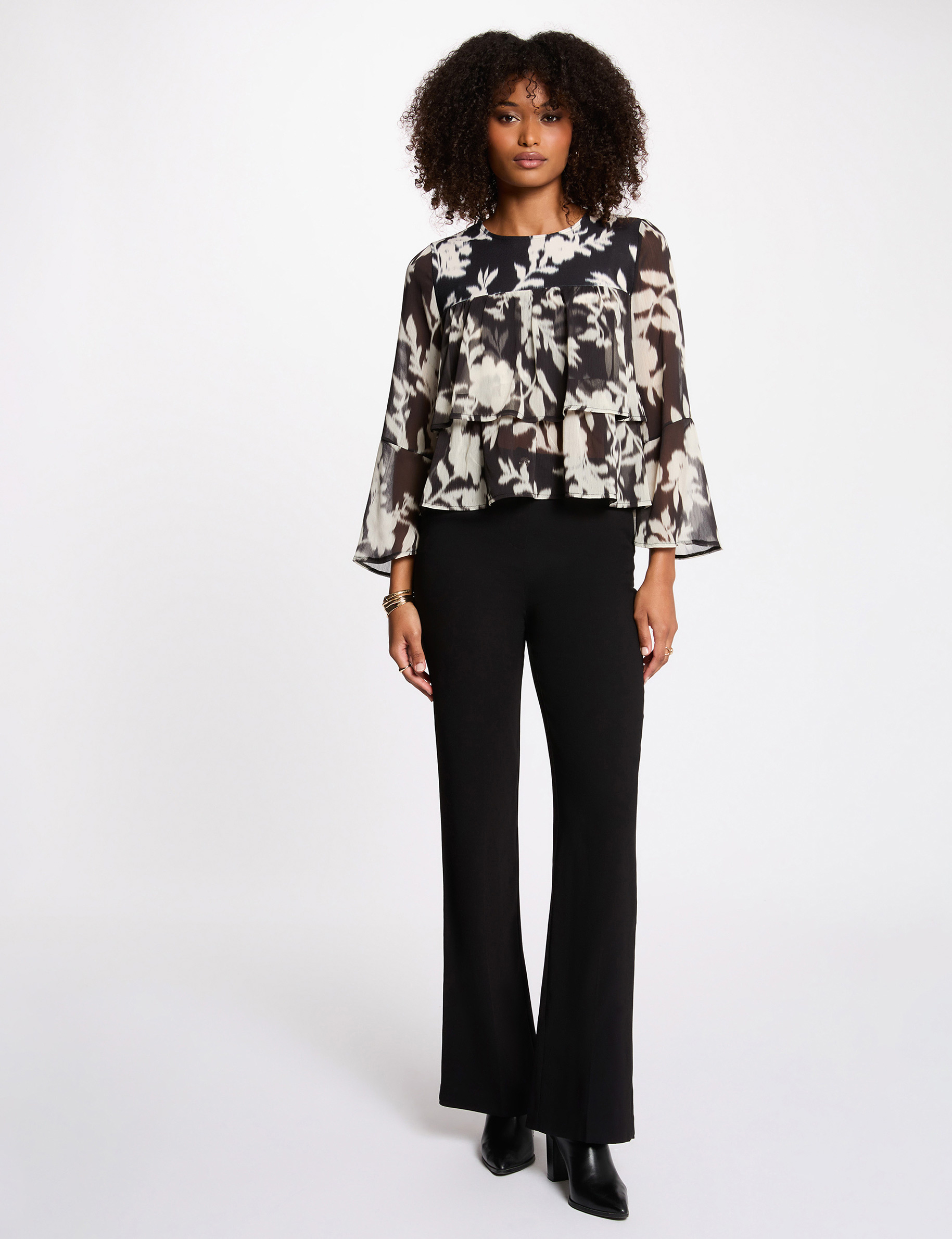 printed voile t shirt black women Printed voile t-shirt black women