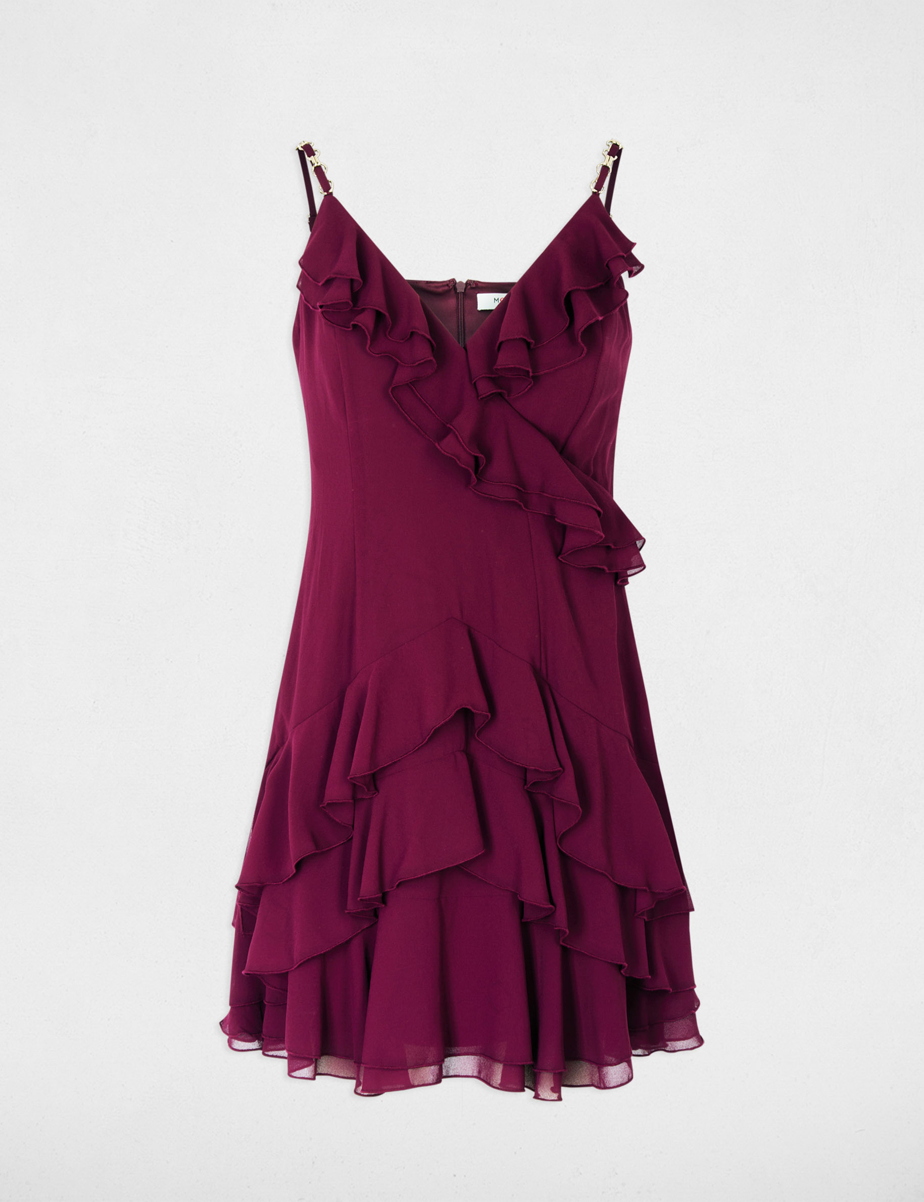 Short dress with V-neck plum women