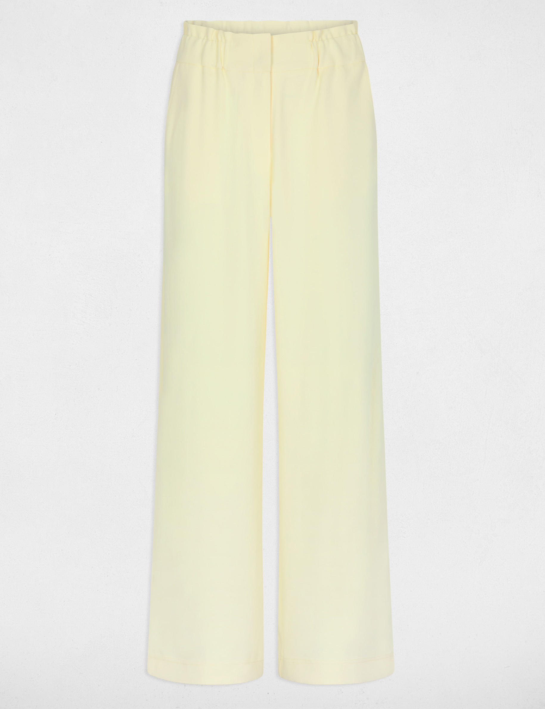 Wide leg trousers pastel yellow women