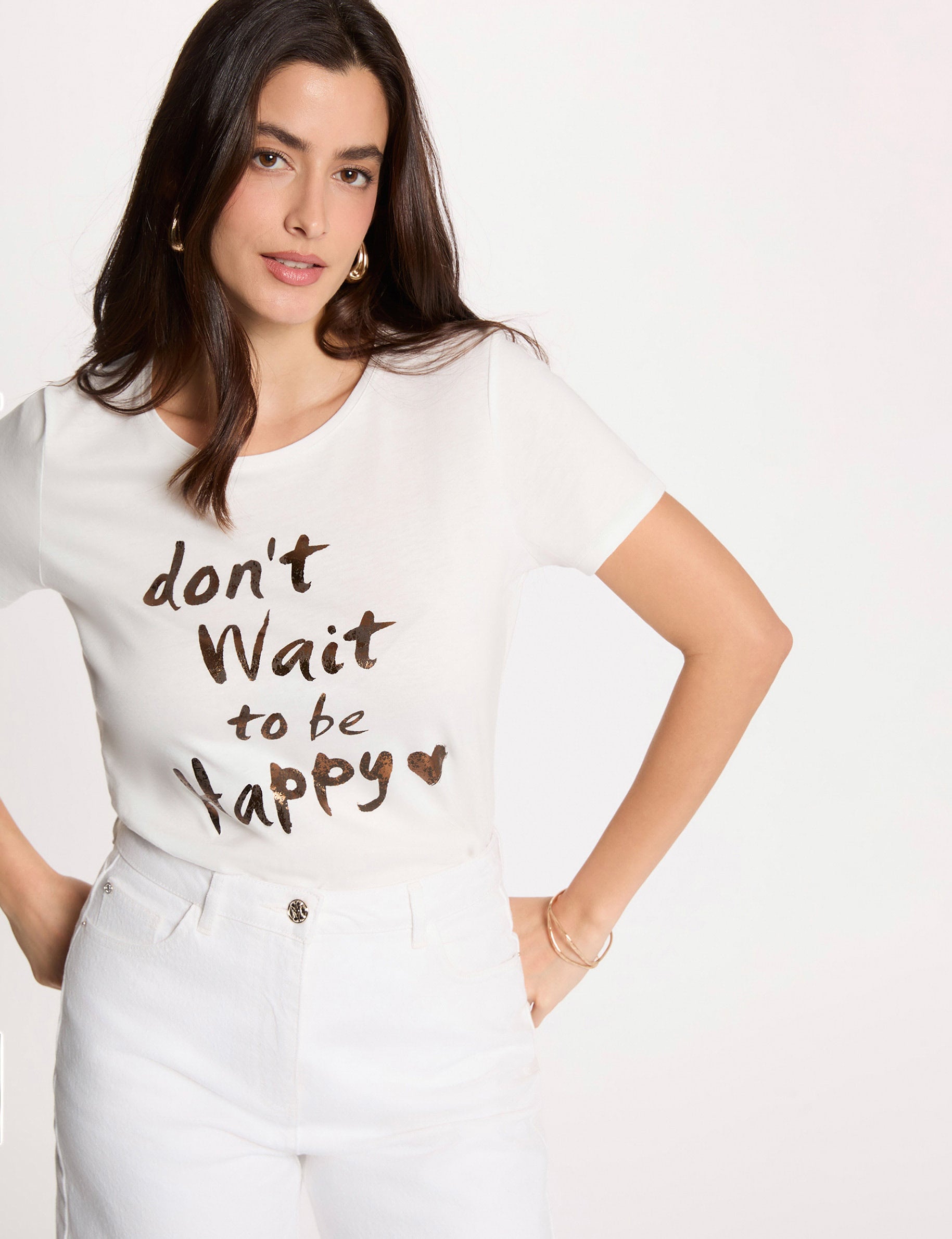 Round neck short-sleeve t-shirt white women