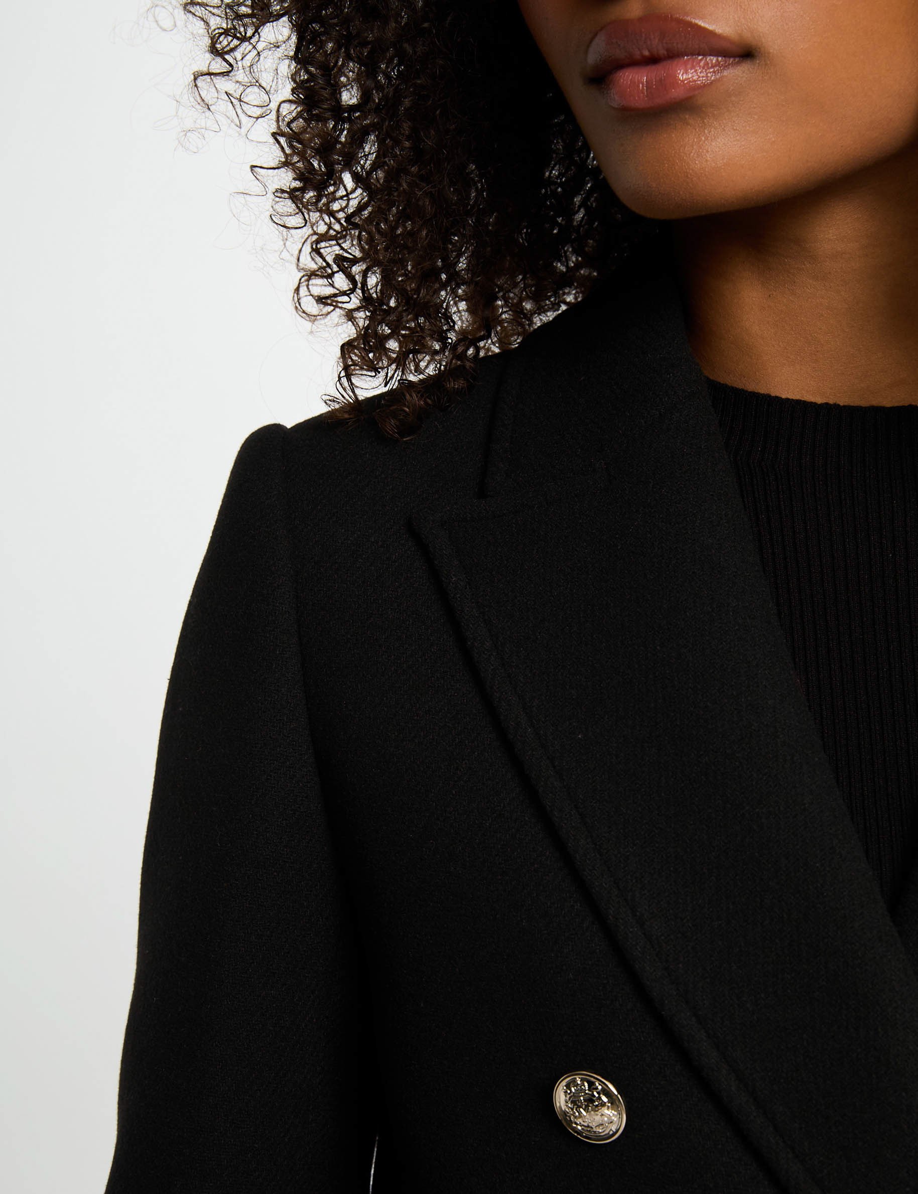 mi length coat with buttons black women Mi-length coat with buttons black women