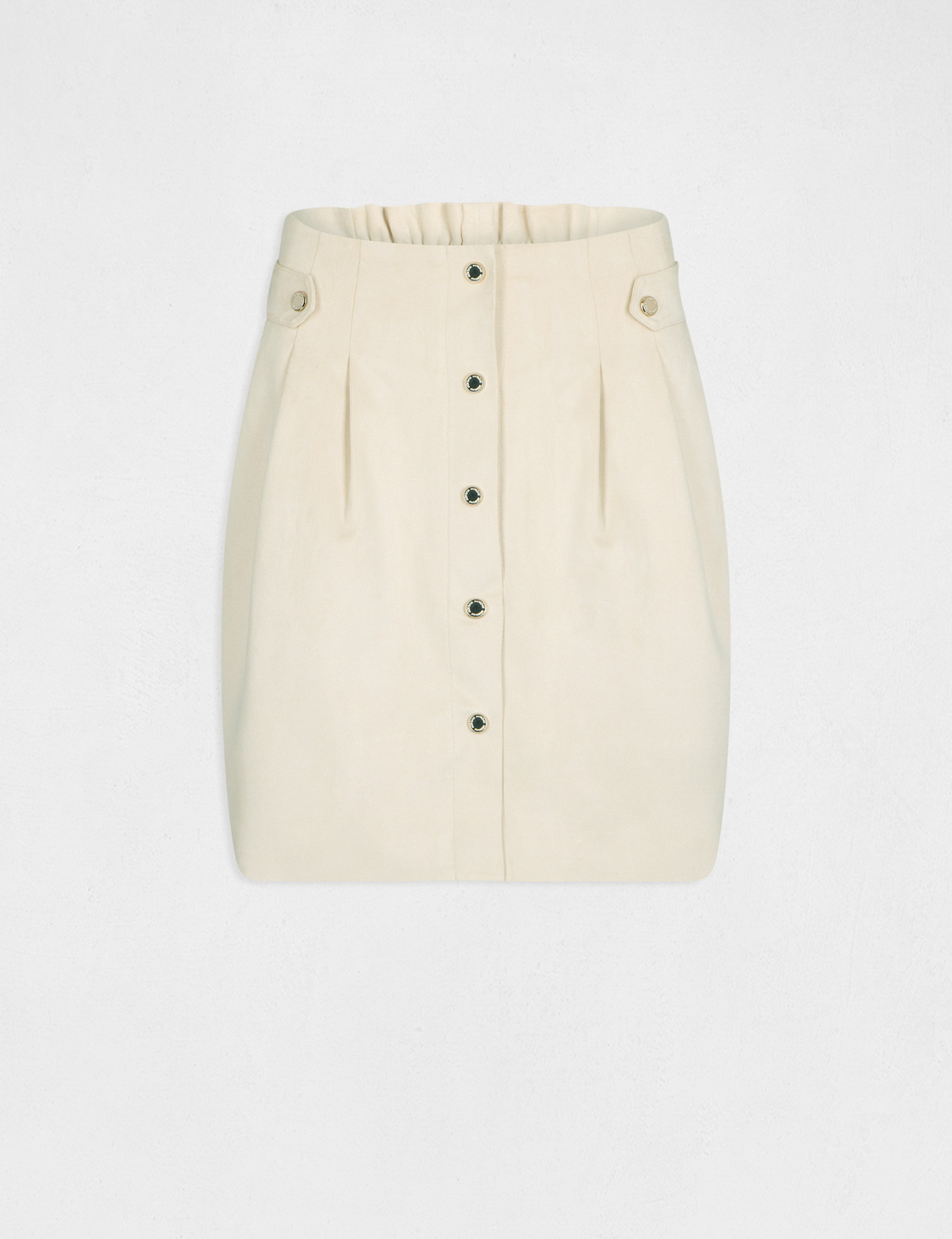 High-waisted straight suede skirt ivory ladies'