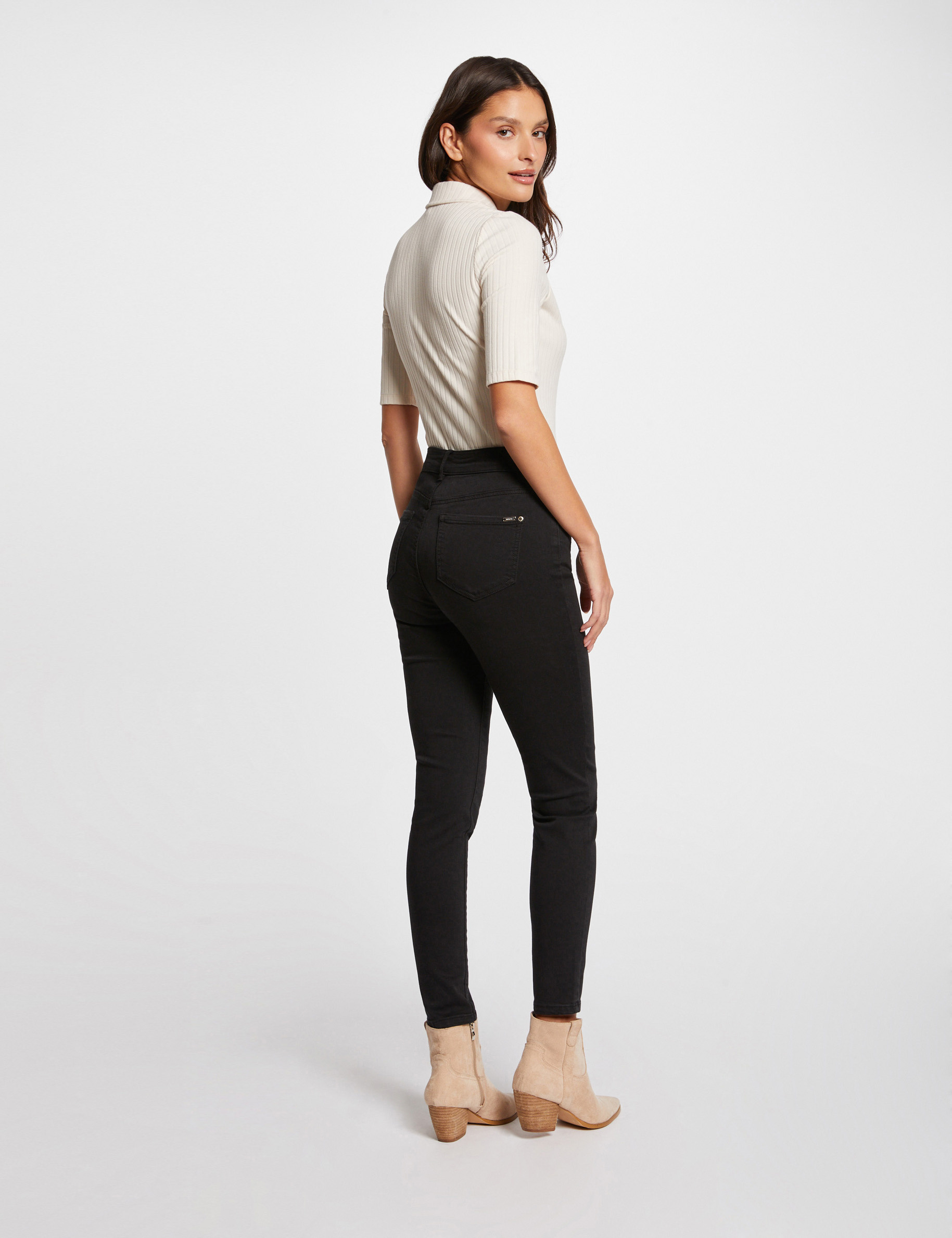 Cropped skinny trousers with 5 pockets black ladies'