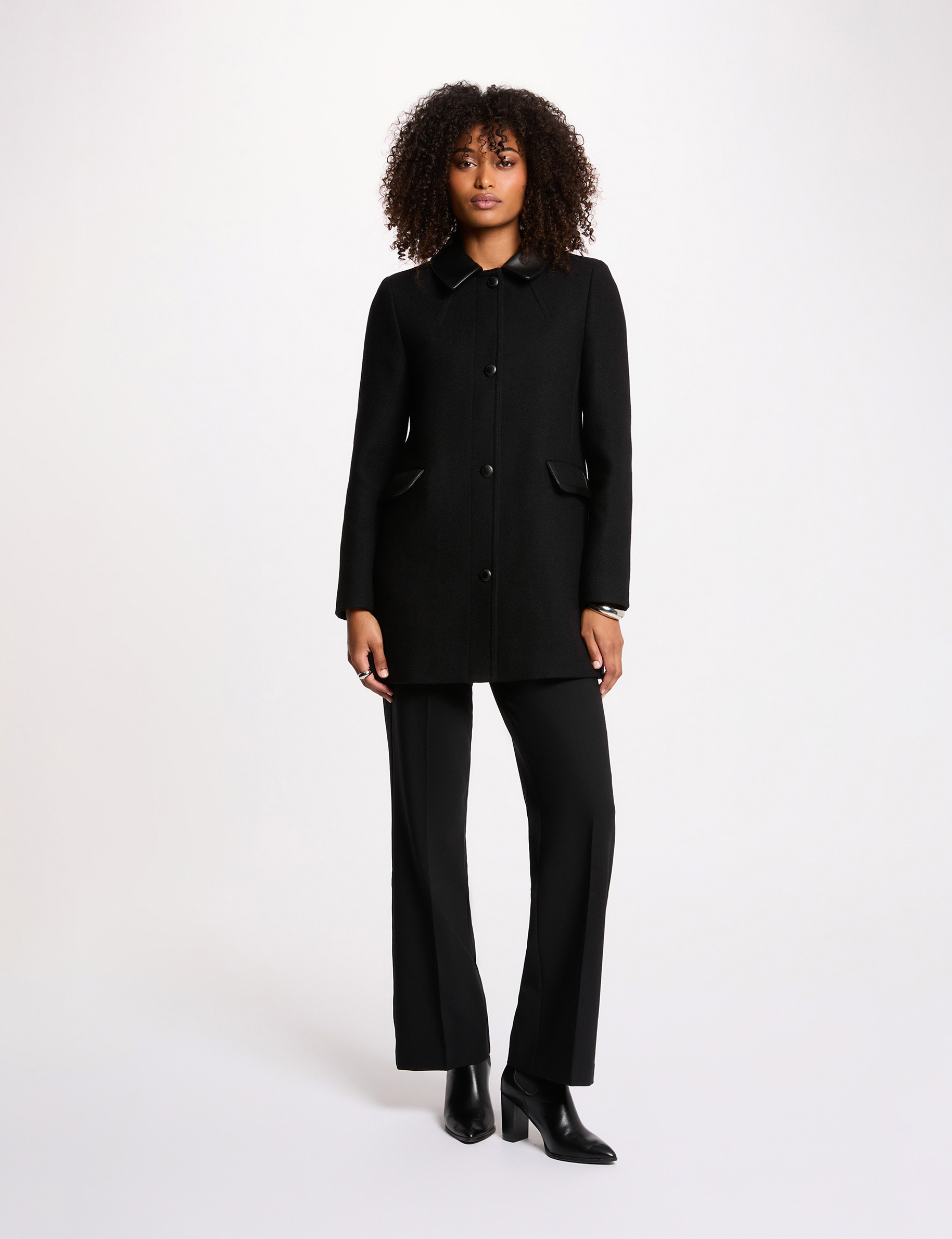 manteau droit mi long noir femme black women