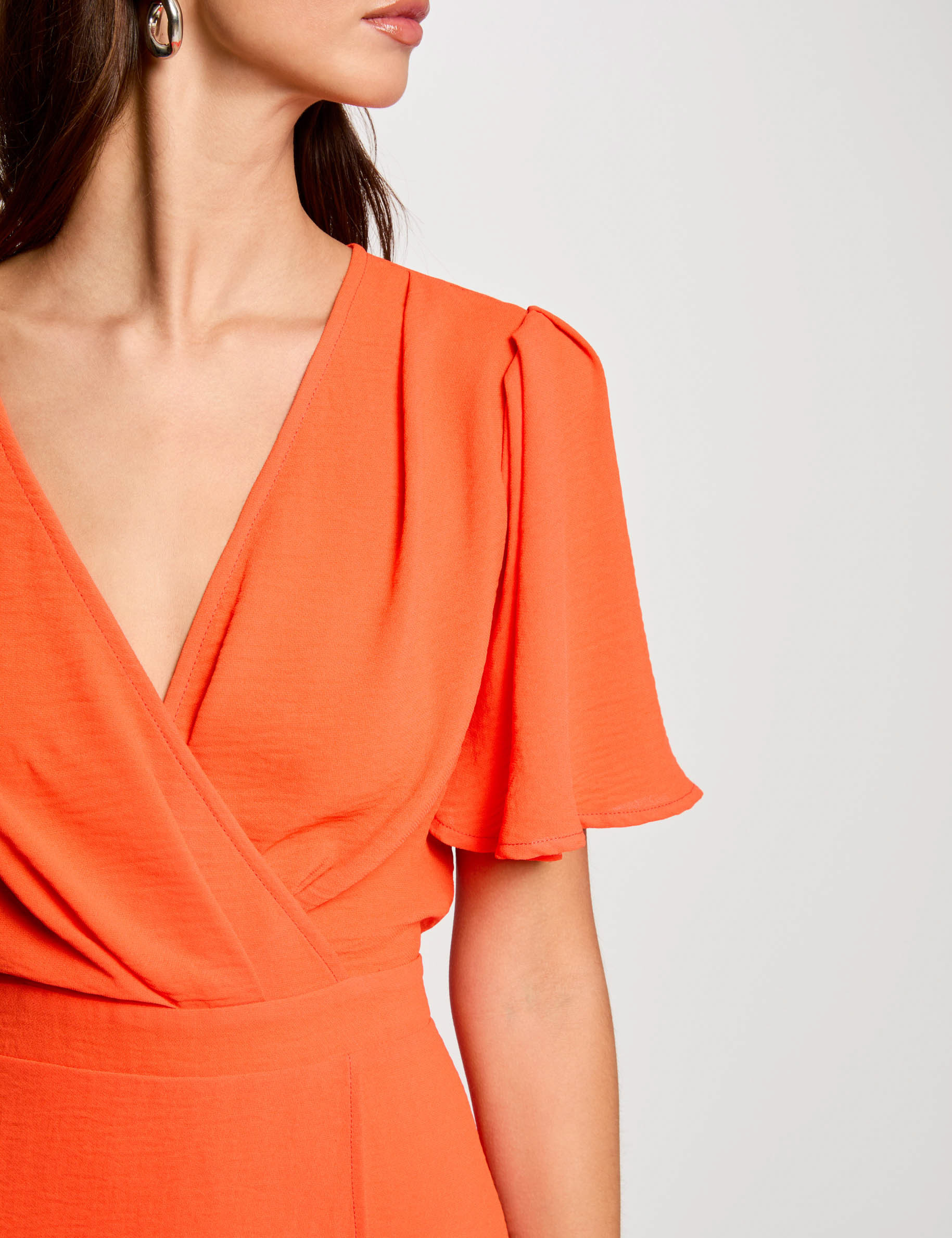 mini a line dress with ruffles dark orange women Mini A-line dress with ruffles dark orange women