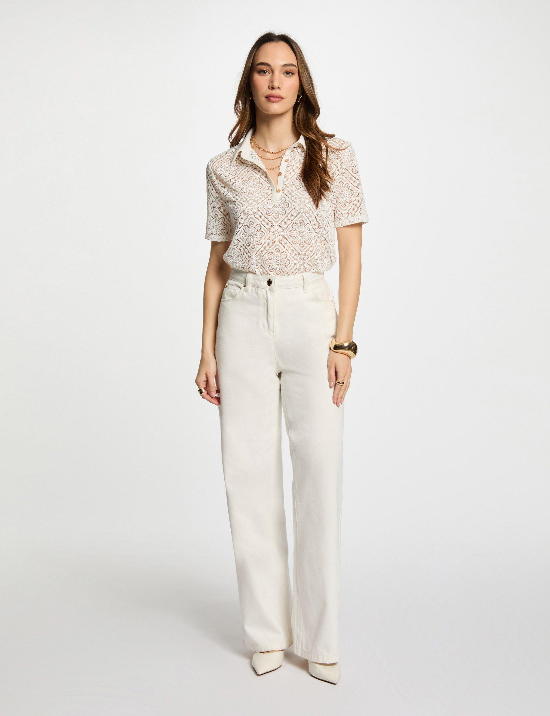 Short-sleeved polo white women
