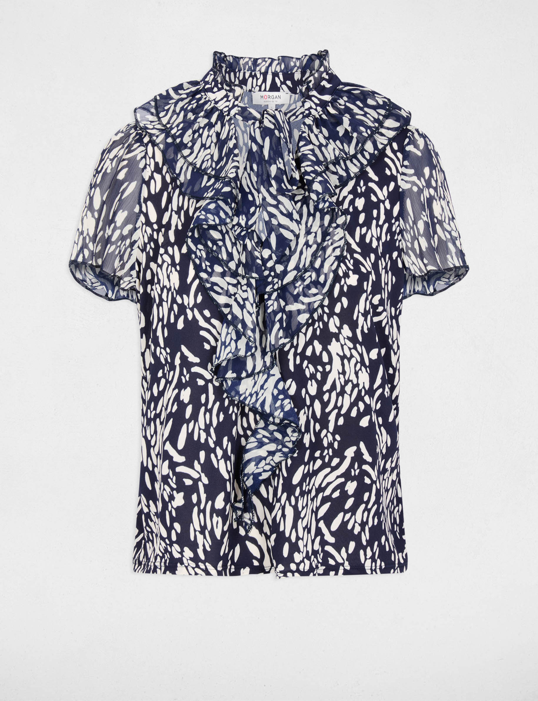 Tie-neck shirt navy blue women