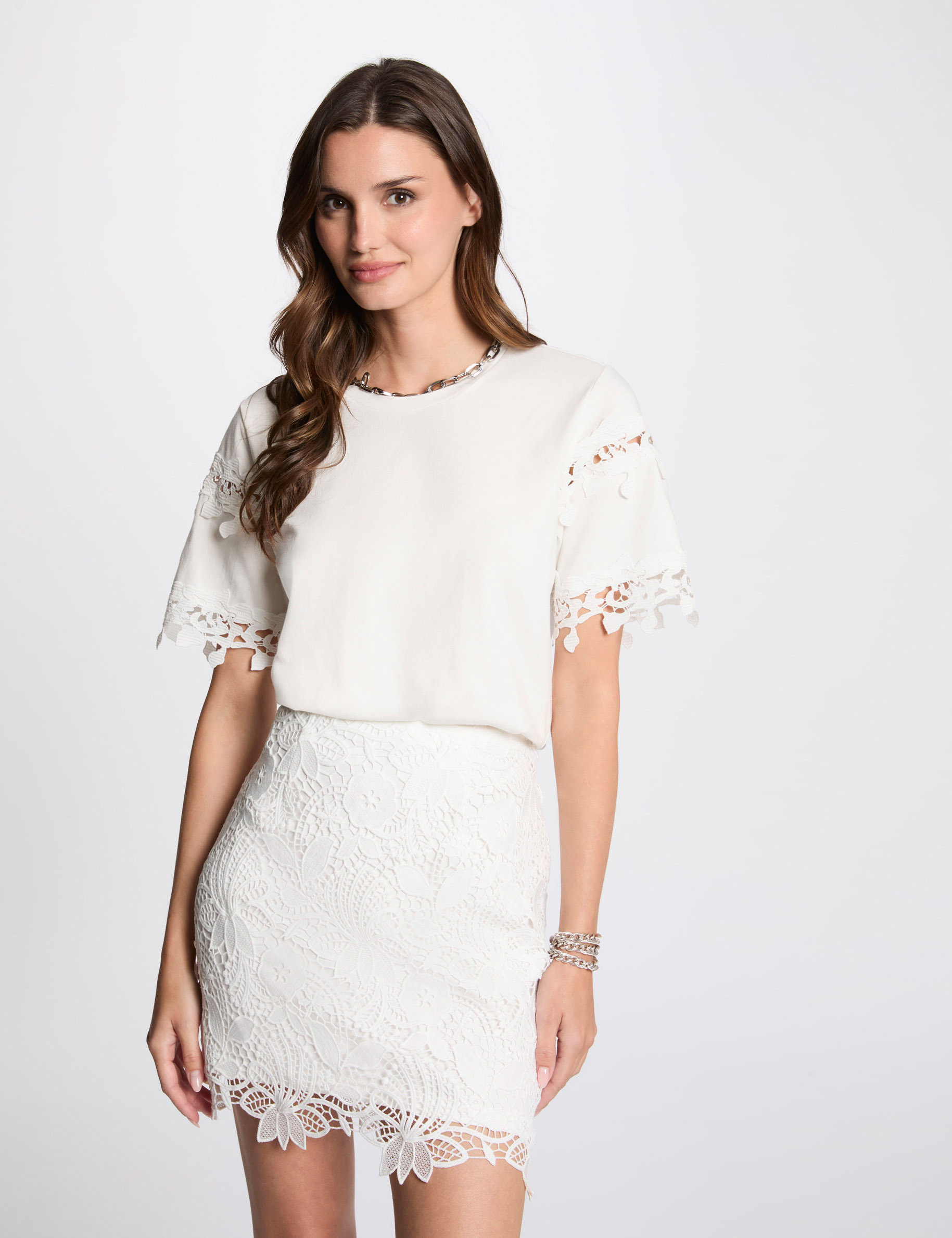 Laced mini skirt white women