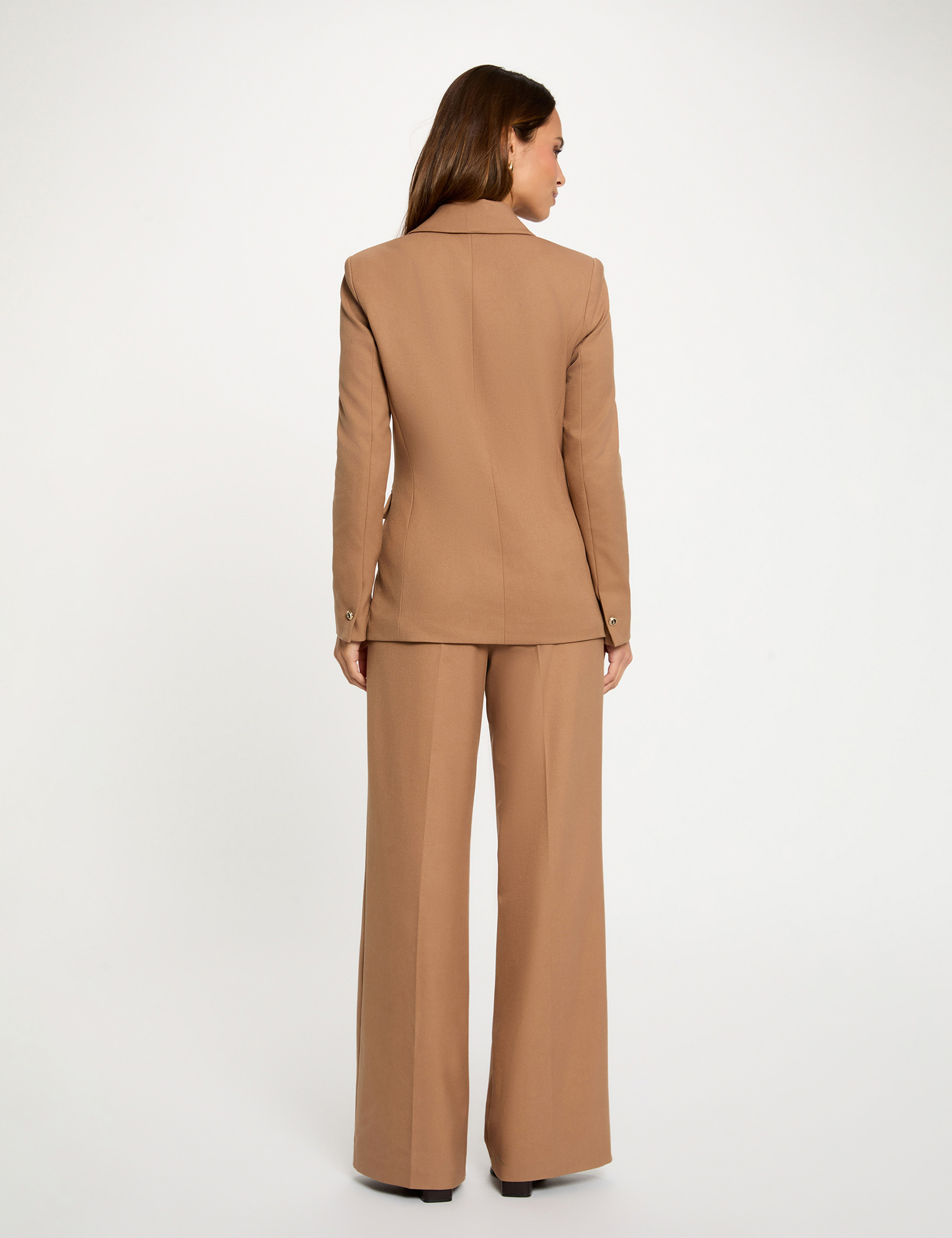 Fitted blazer with long sleeves brown women