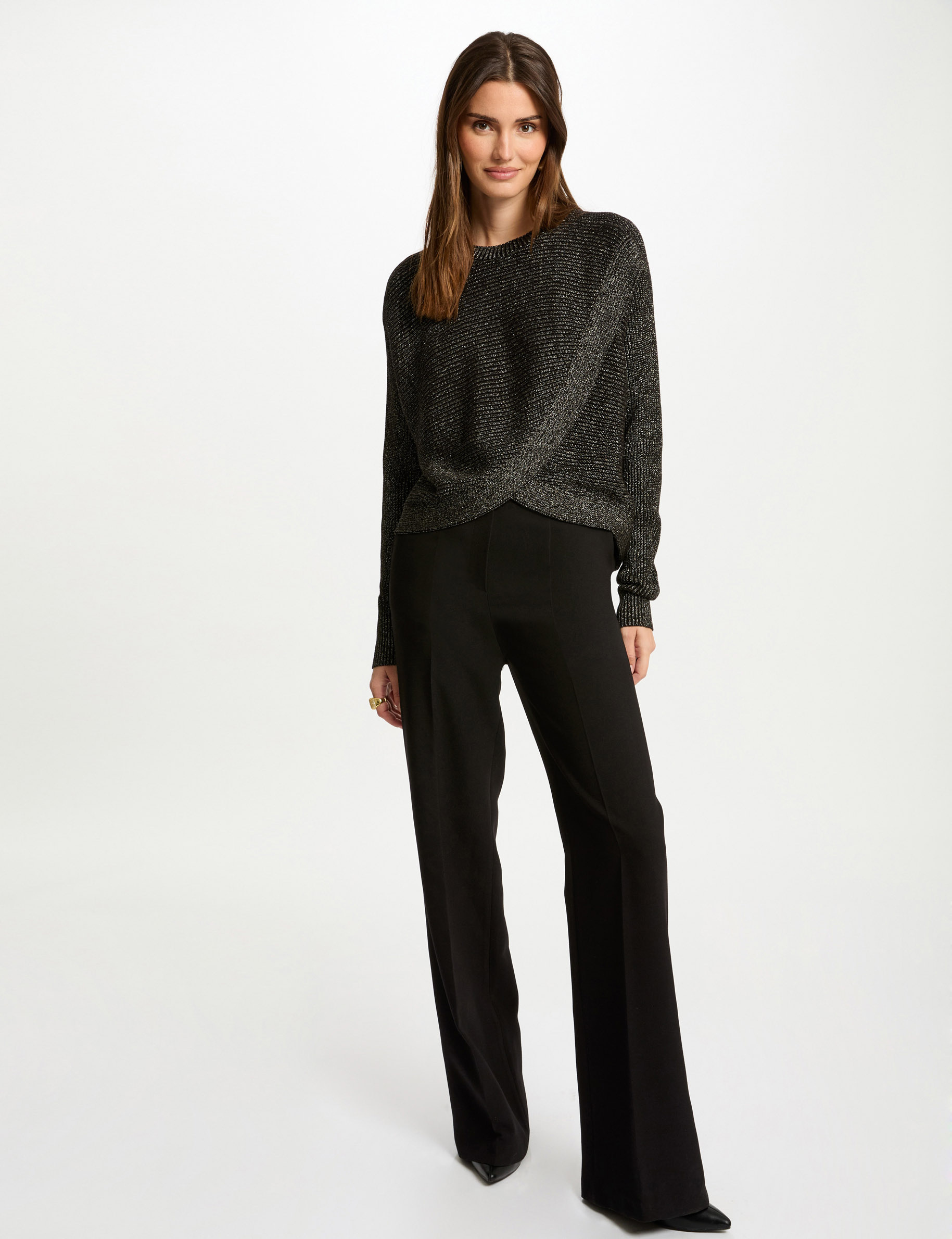 Jumper metallised threads gold women Morgan