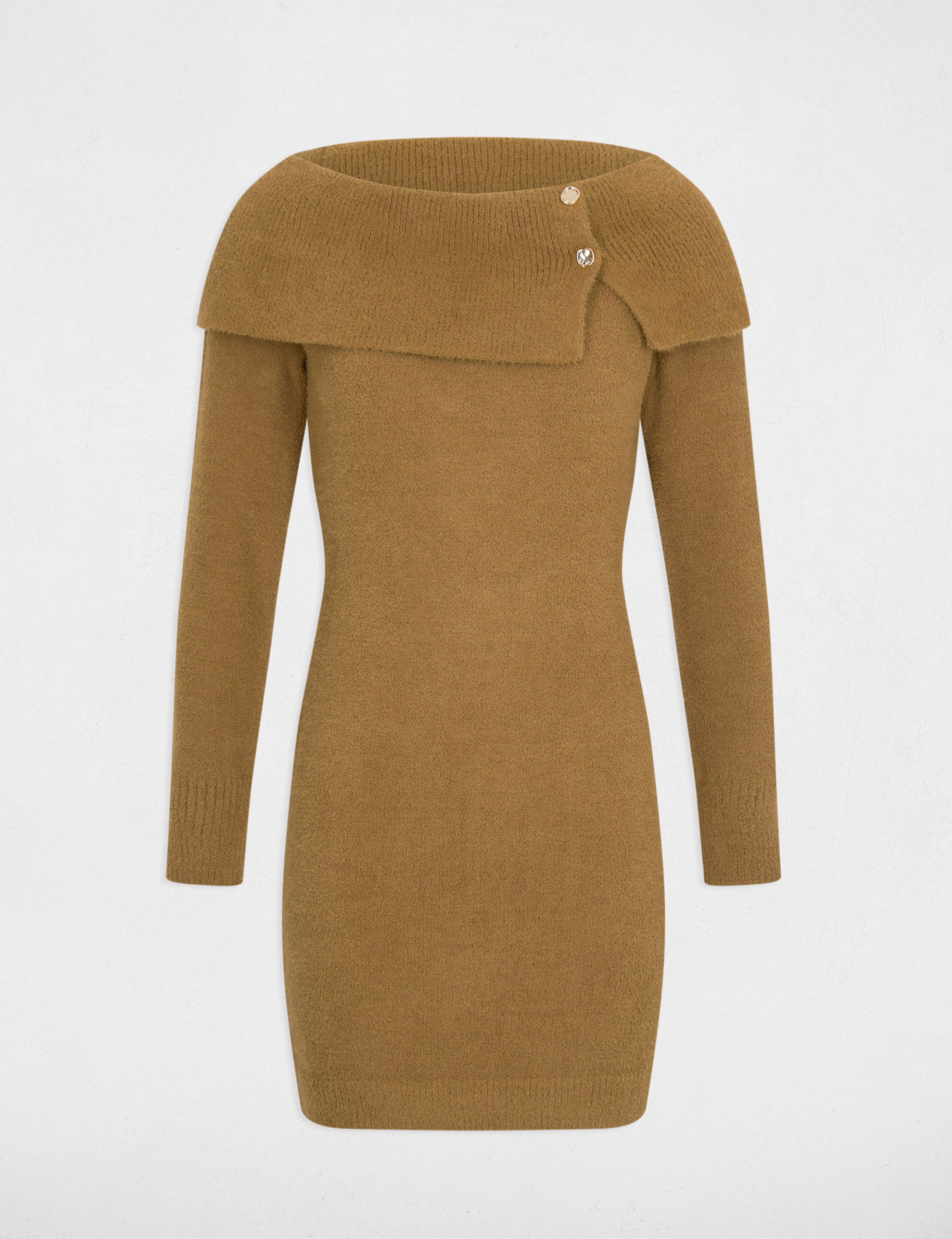short off the shoulder dress camel women Short off-the-shoulder dress camel women