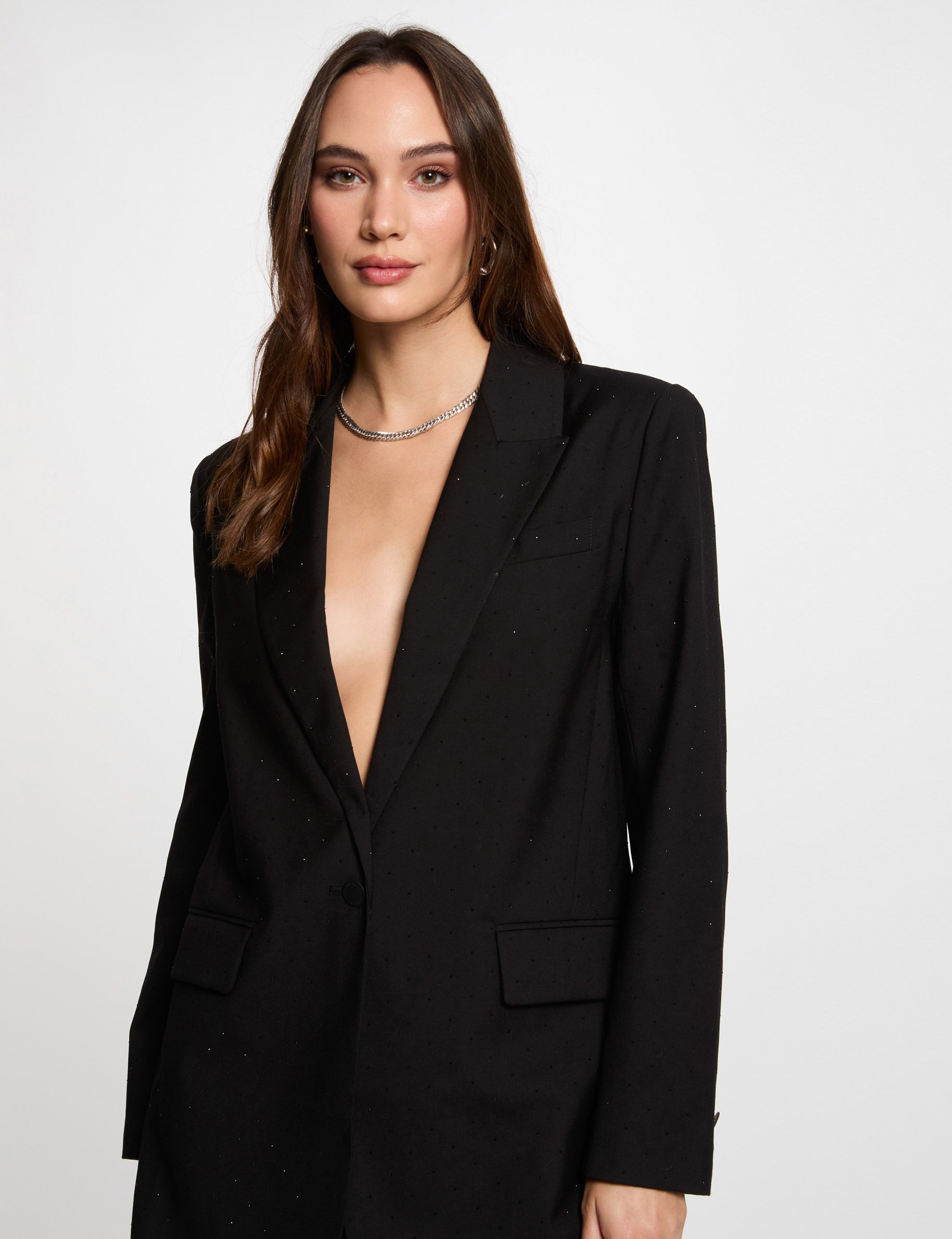 long blazer with sequins black women Long blazer with sequins black women